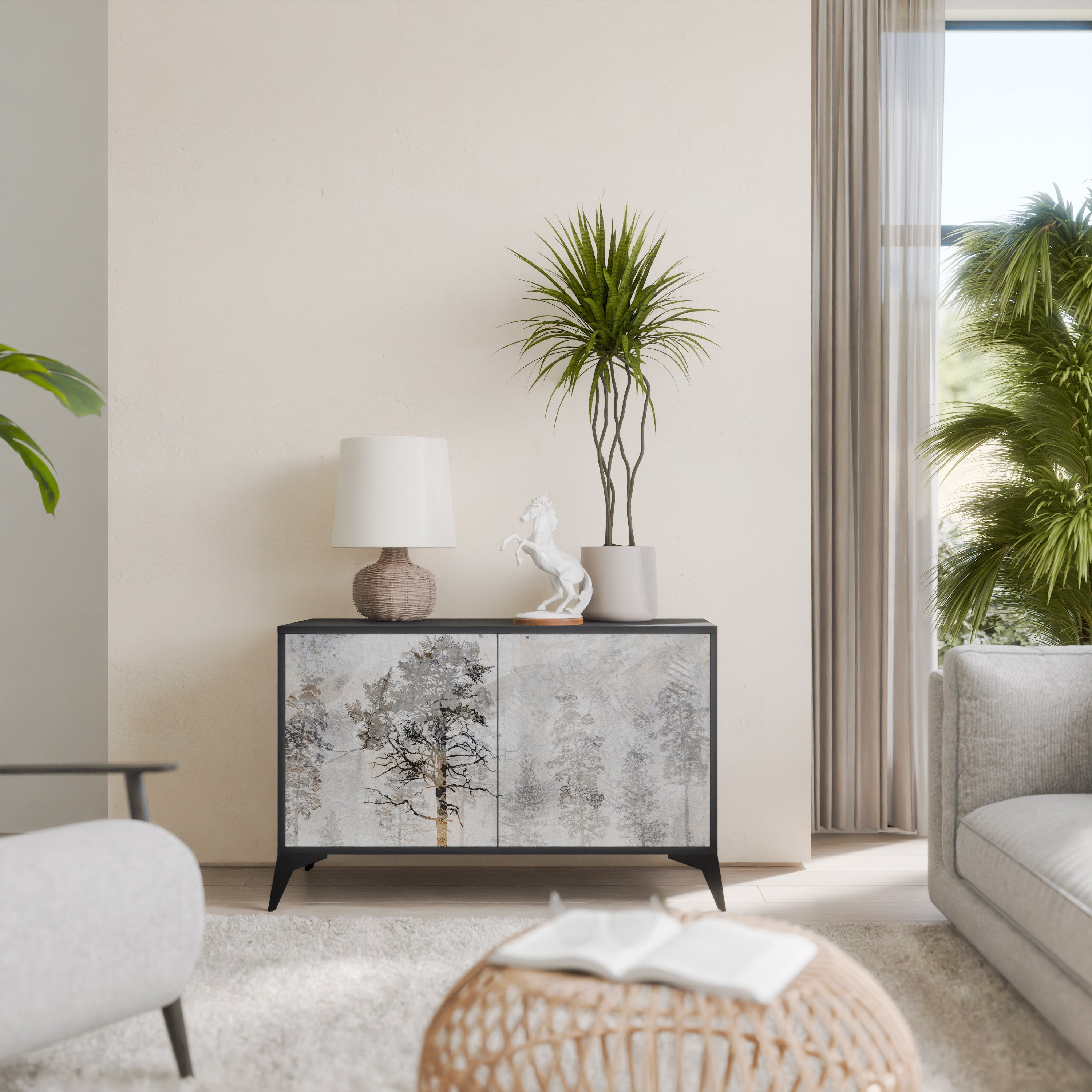 FADE IN THE TREES 2-Door Sideboard in Black Finish