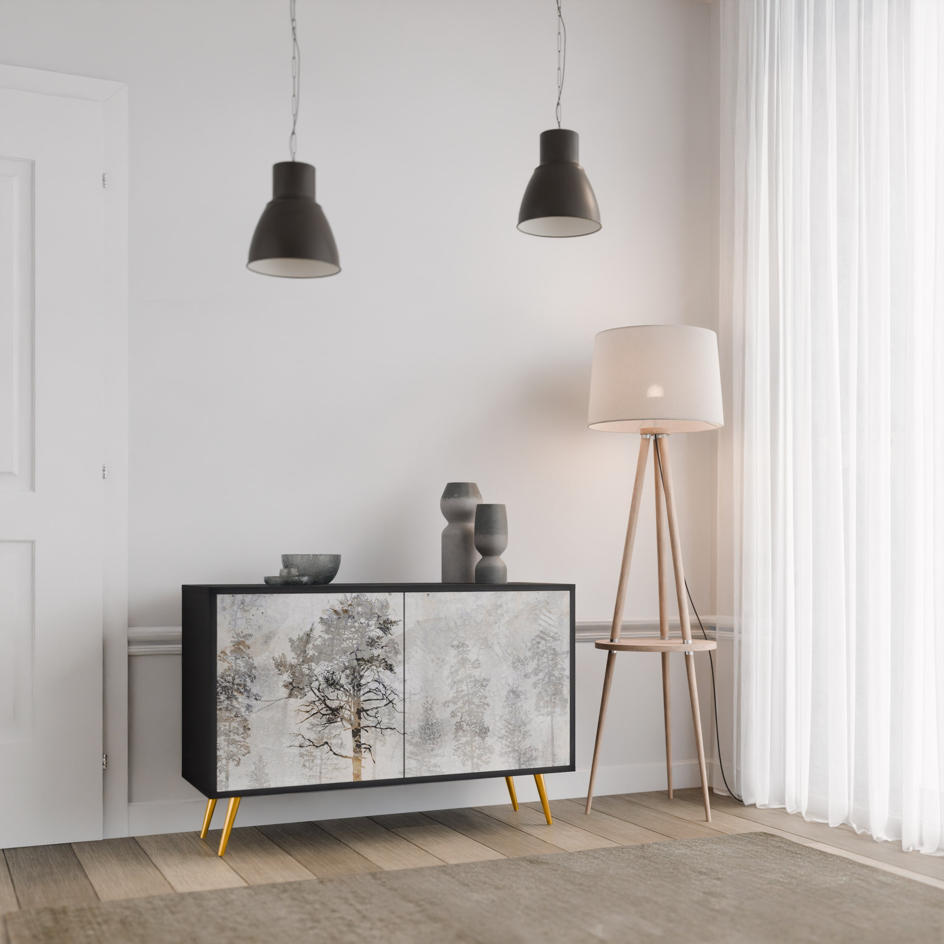 FADE IN THE TREES 2-Door Sideboard in Black Finish