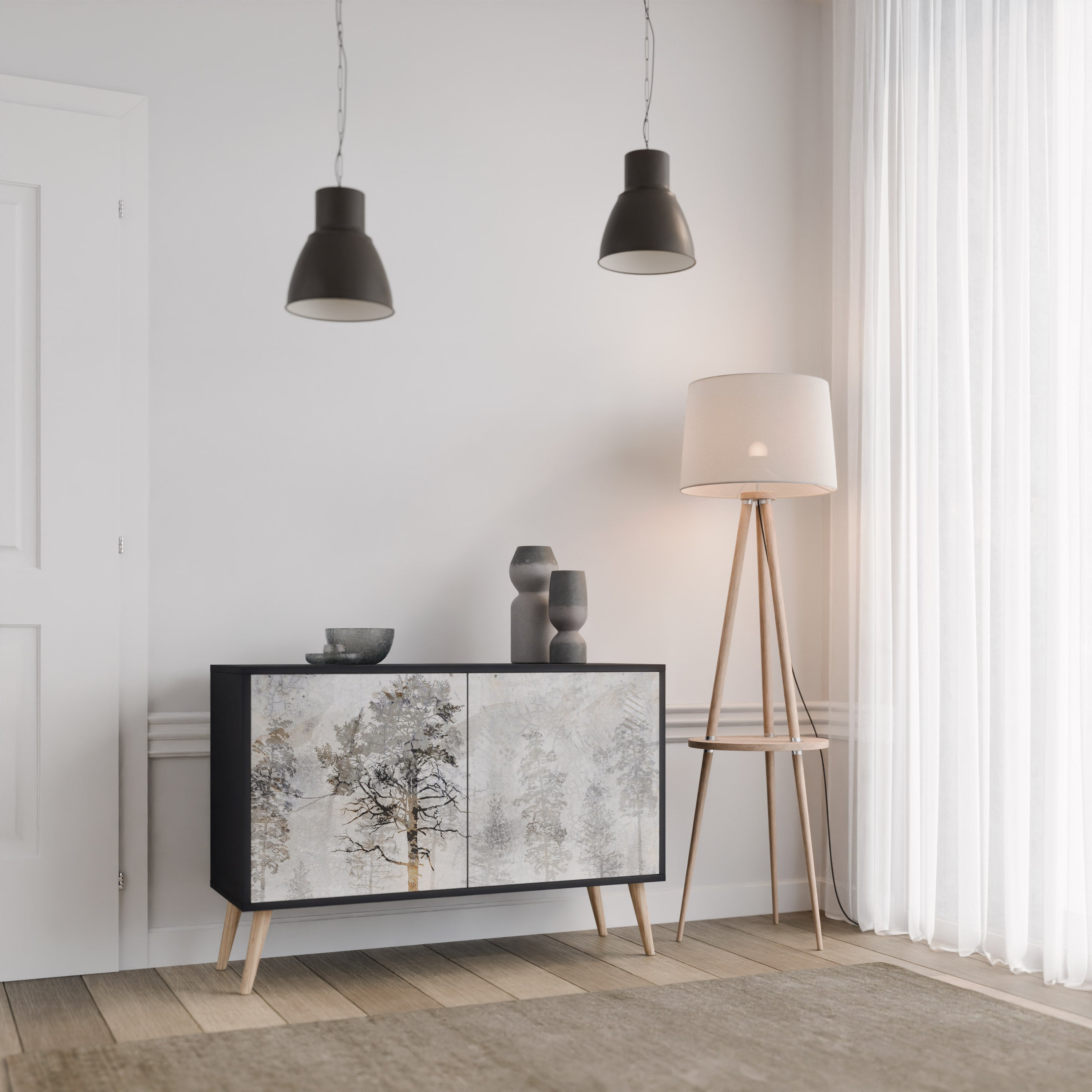 FADE IN THE TREES 2-Door Sideboard in Black Finish