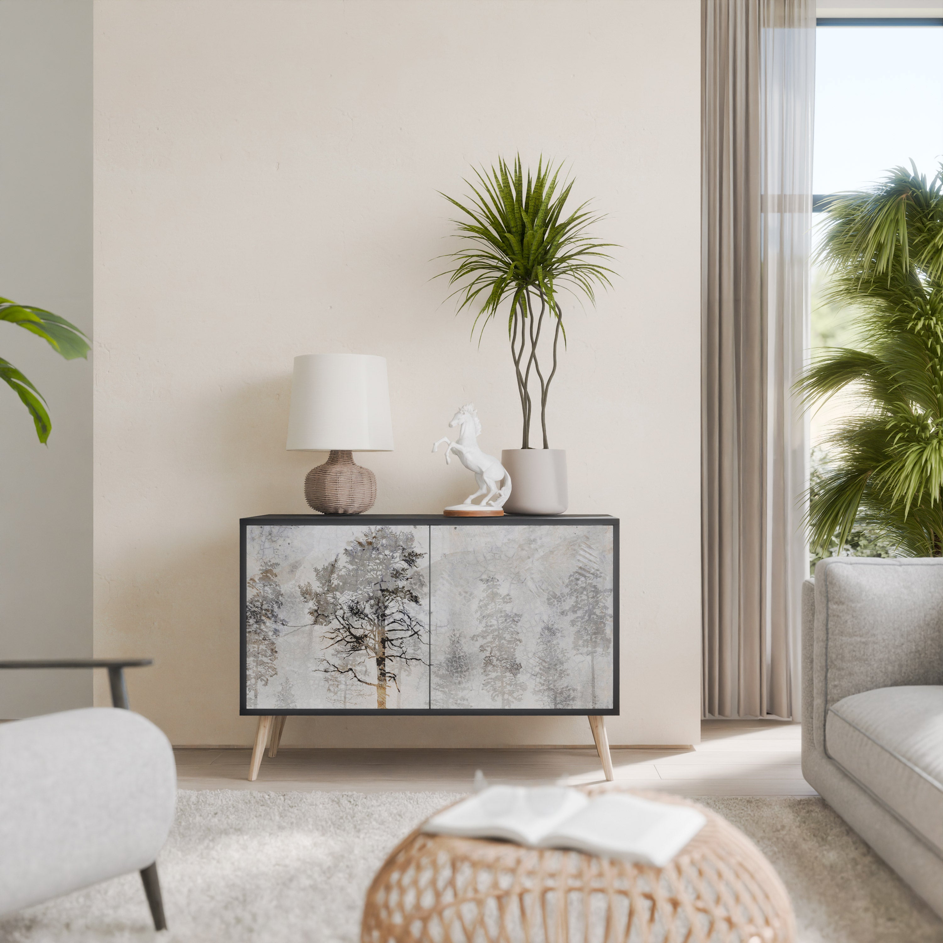 FADE IN THE TREES 2-Door Sideboard in Black Finish