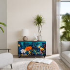 MIDNIGHT BLOSSOM Aparador de 2 Puertas en Acabado Negro