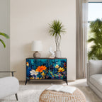 MIDNIGHT BLOSSOM Aparador de 2 Puertas en Acabado Negro