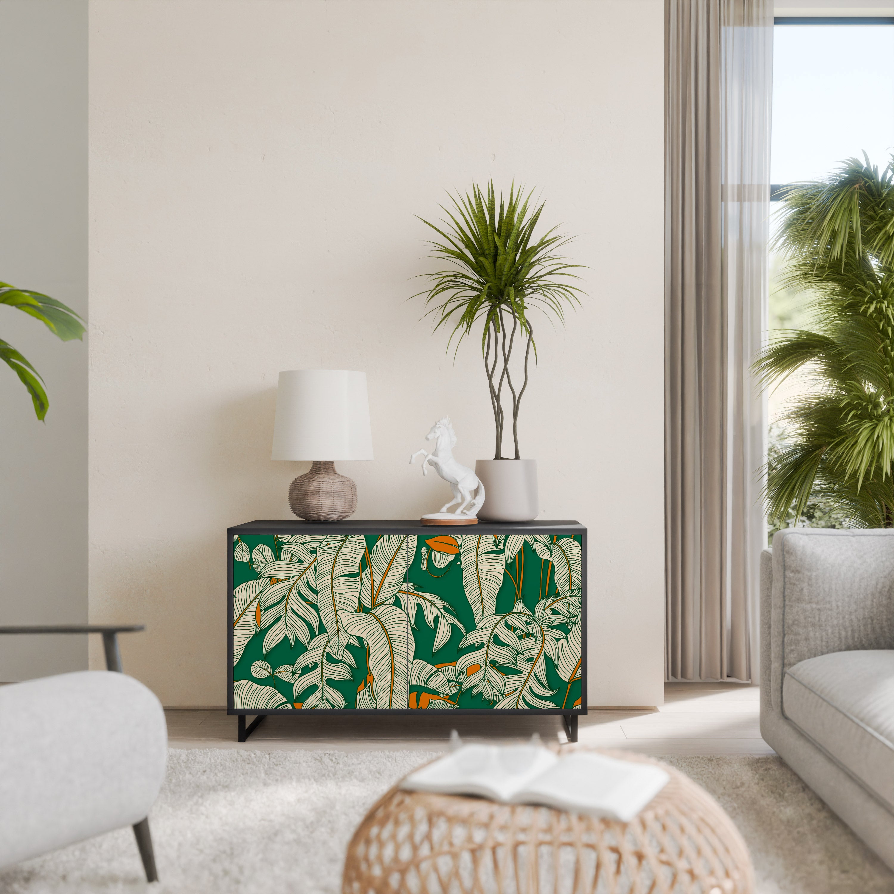 VERDANT PLEASURES 2-Door Sideboard in Black Finish