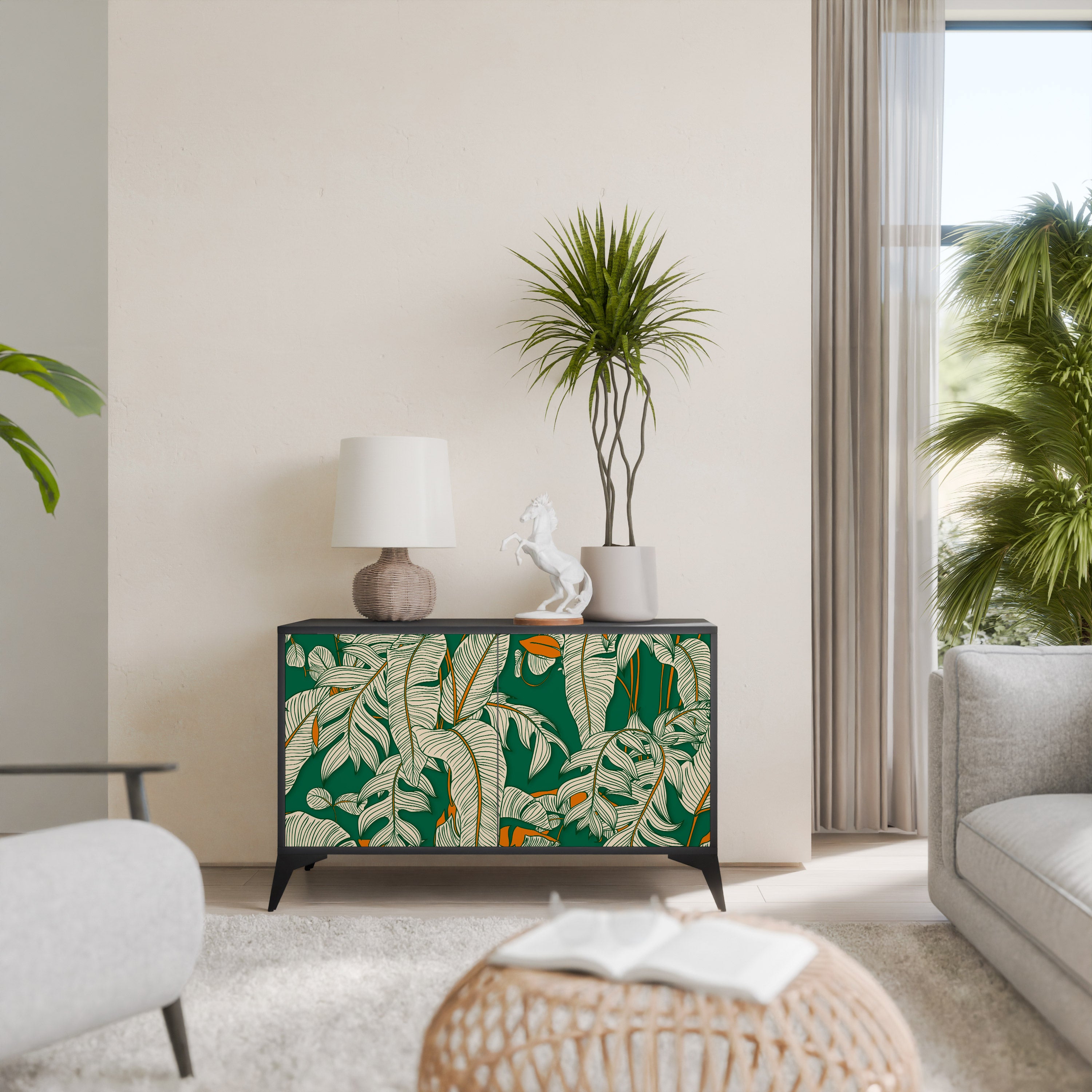 VERDANT PLEASURES 2-Door Sideboard in Black Finish