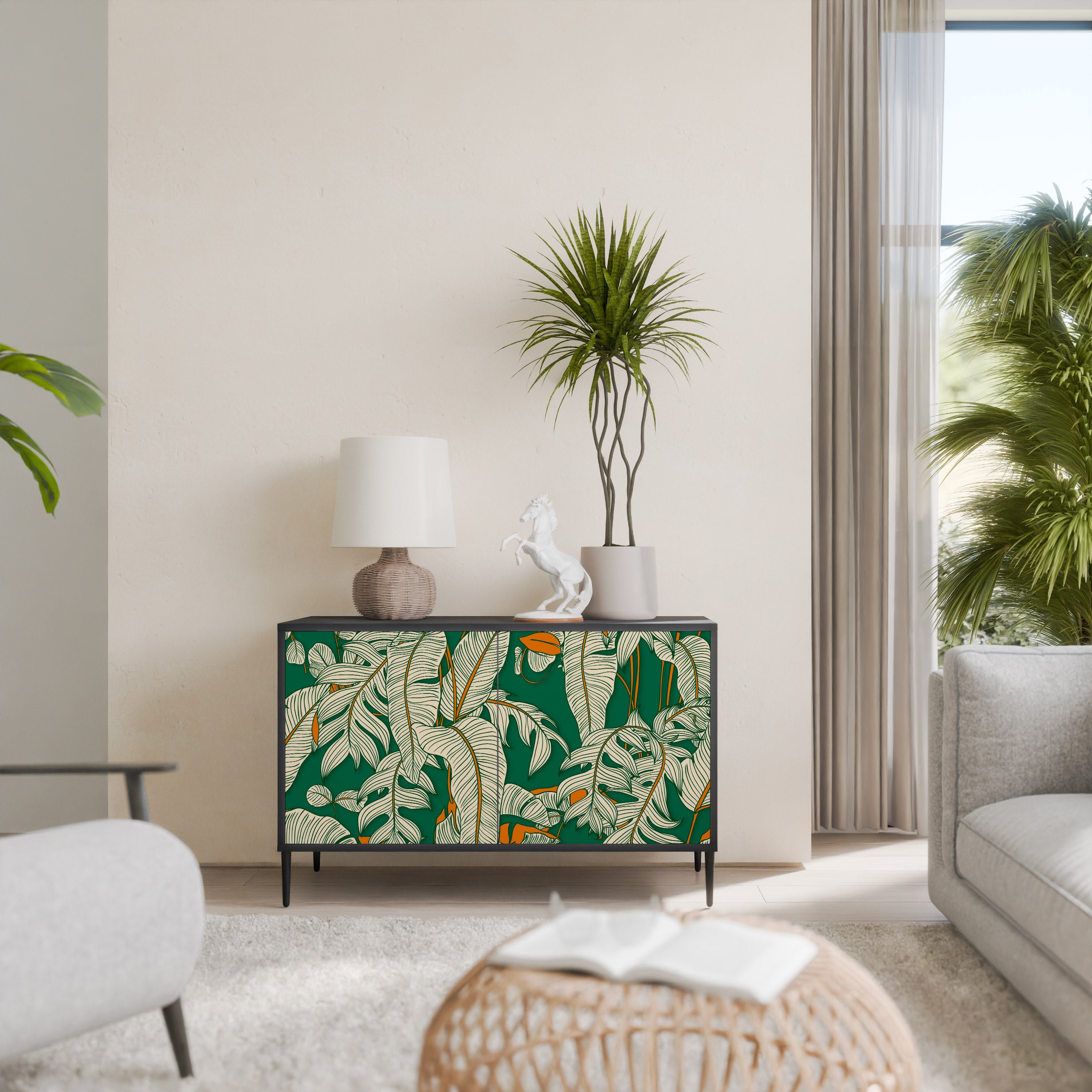 VERDANT PLEASURES 2-Door Sideboard in Black Finish