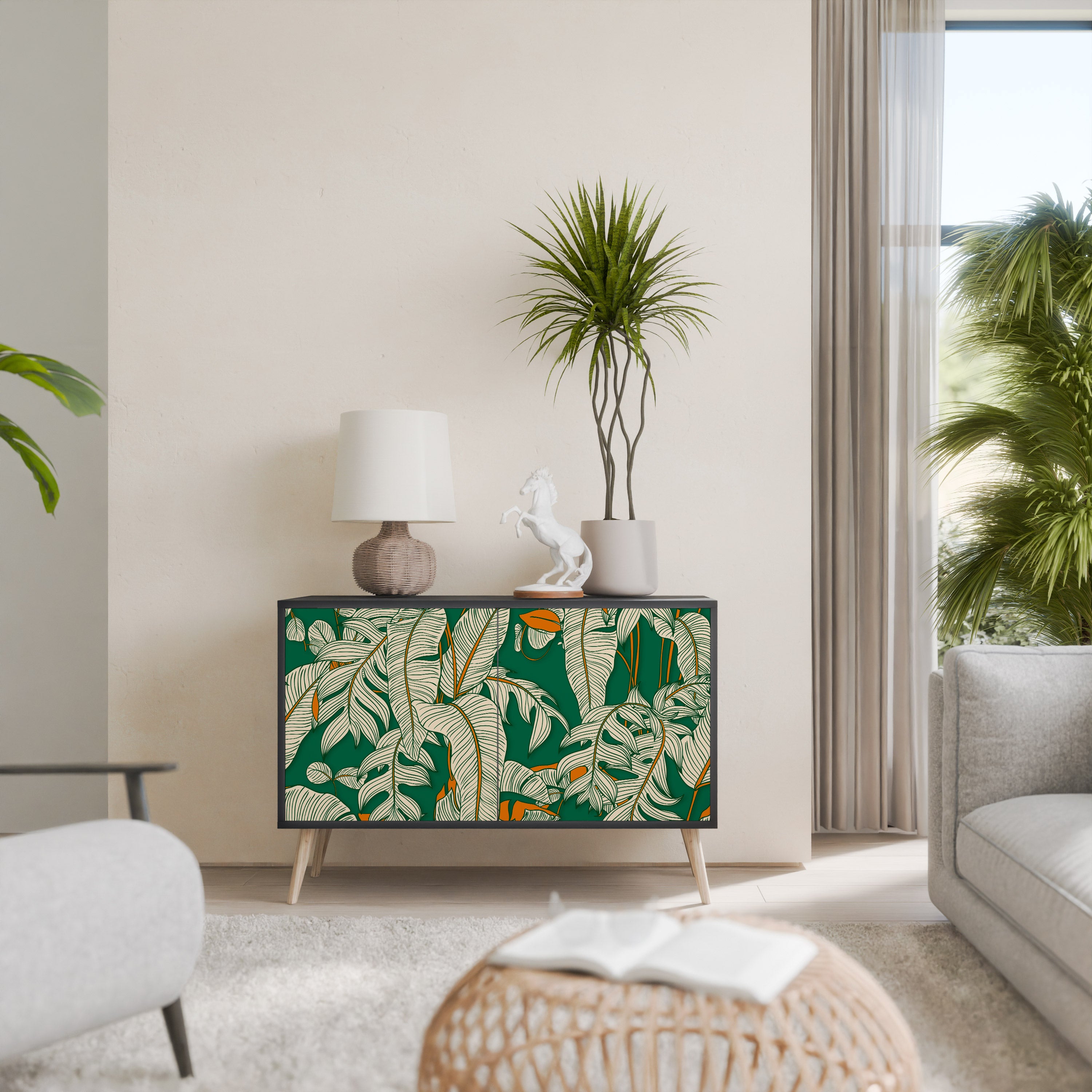 VERDANT PLEASURES 2-Door Sideboard in Black Finish