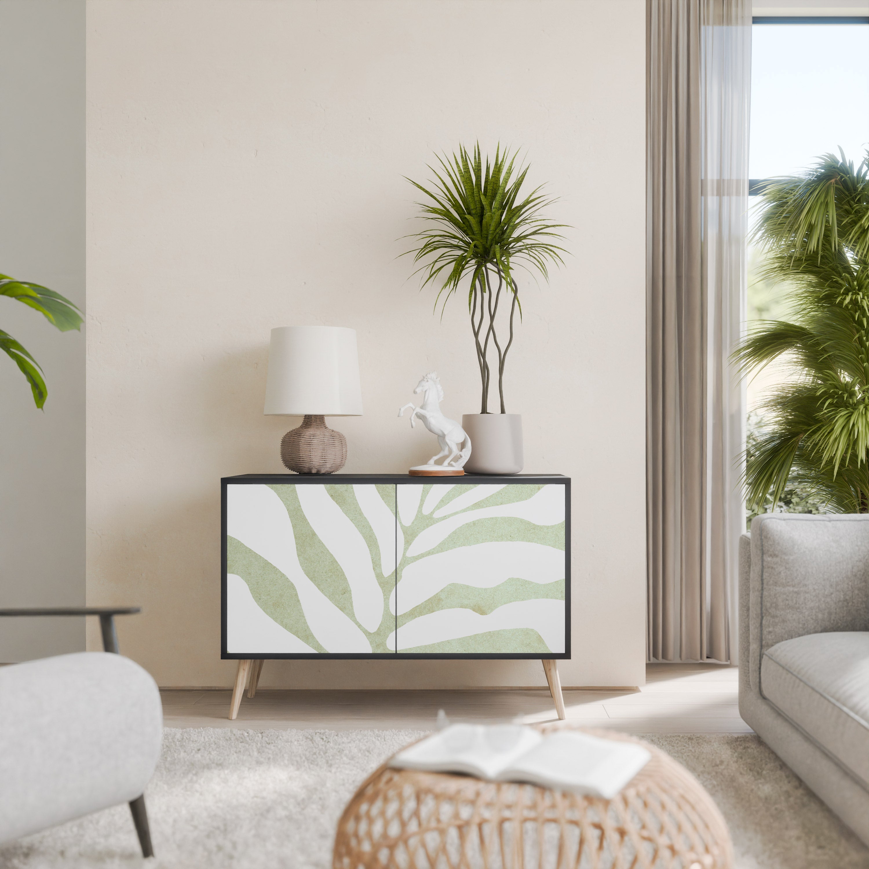 BOTANICAL SPARK 2-Door Sideboard in Black Finish