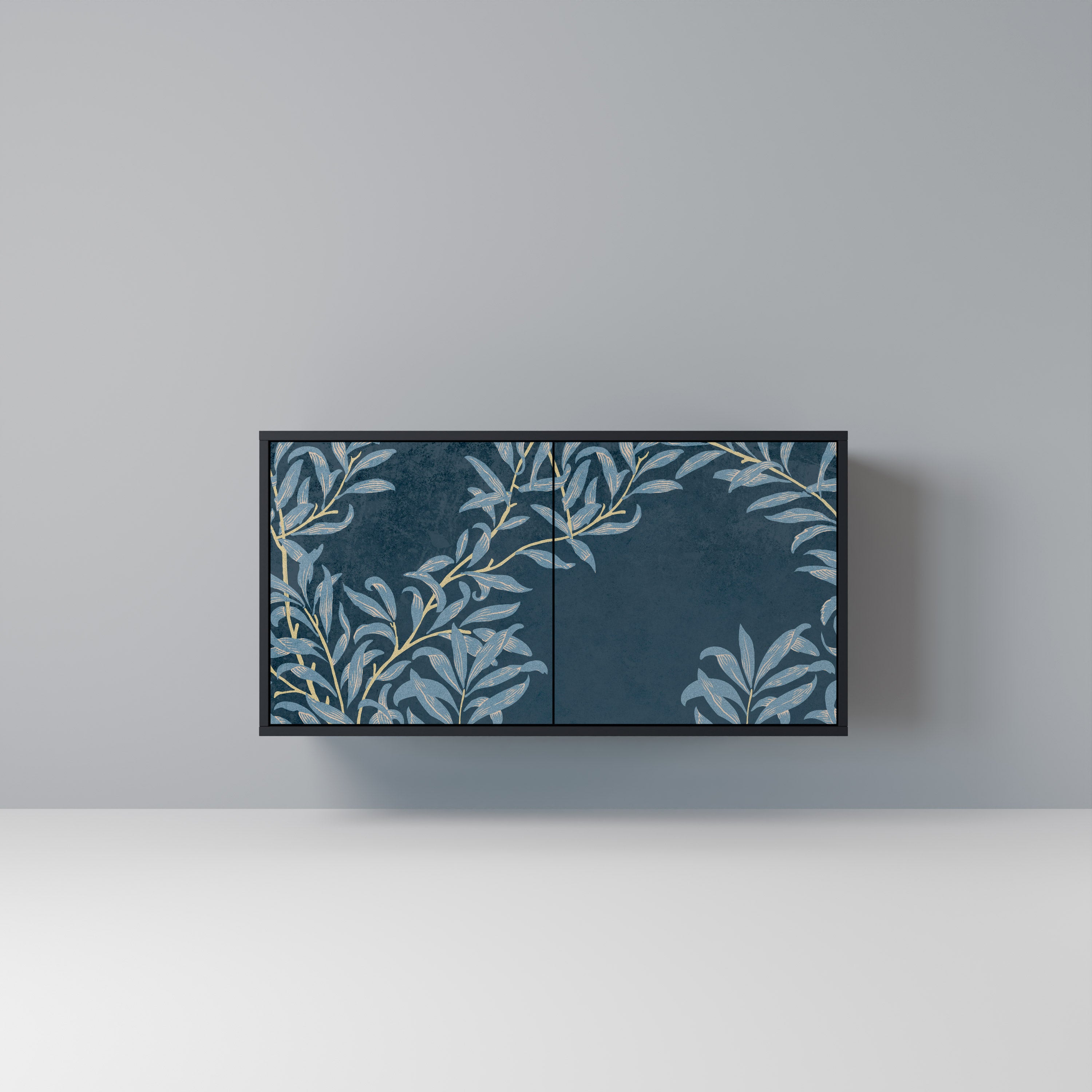 BLUE LEAVES 2-Door Sideboard in Black Finish