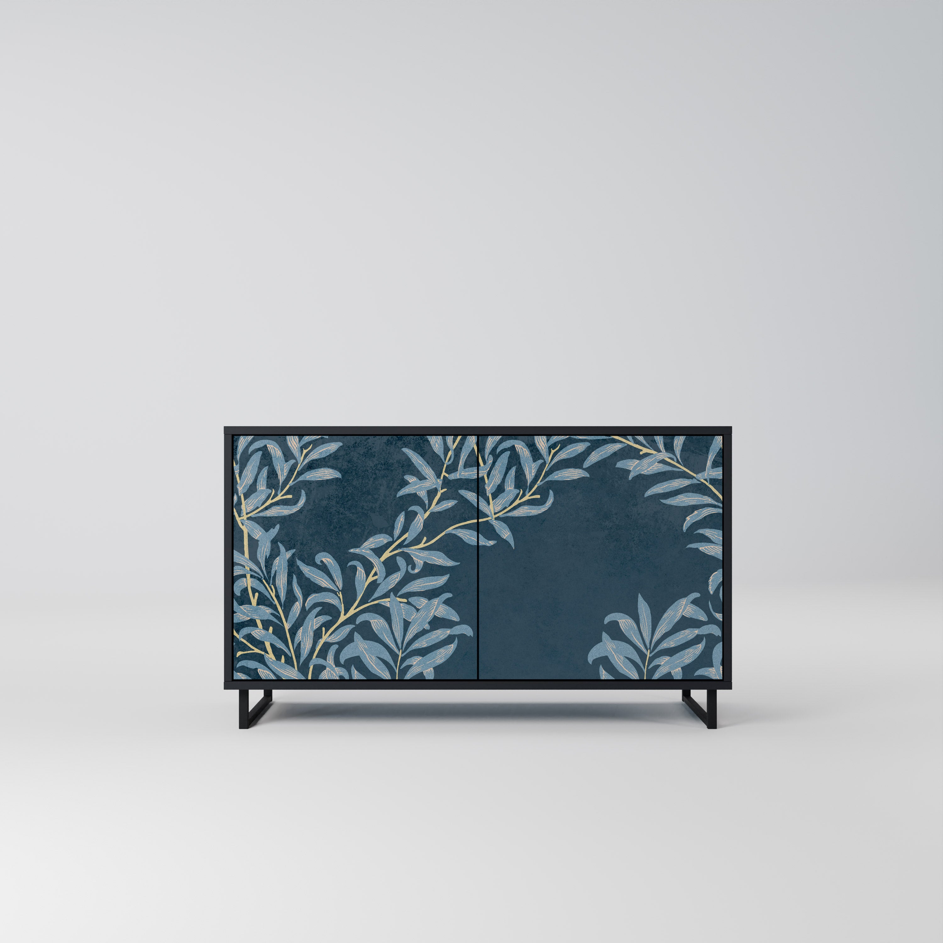 BLUE LEAVES 2-Door Sideboard in Black Finish