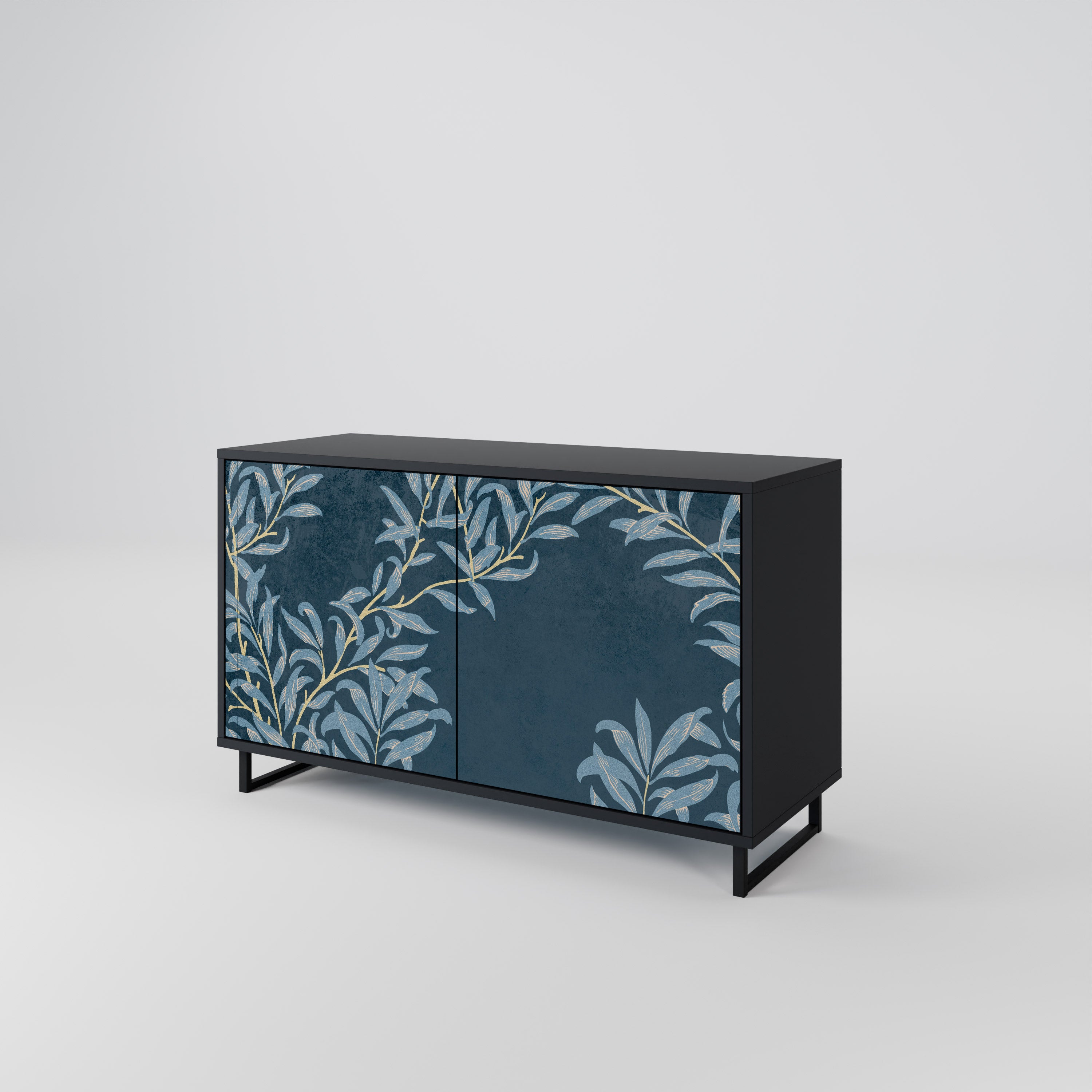 BLUE LEAVES 2-Door Sideboard in Black Finish