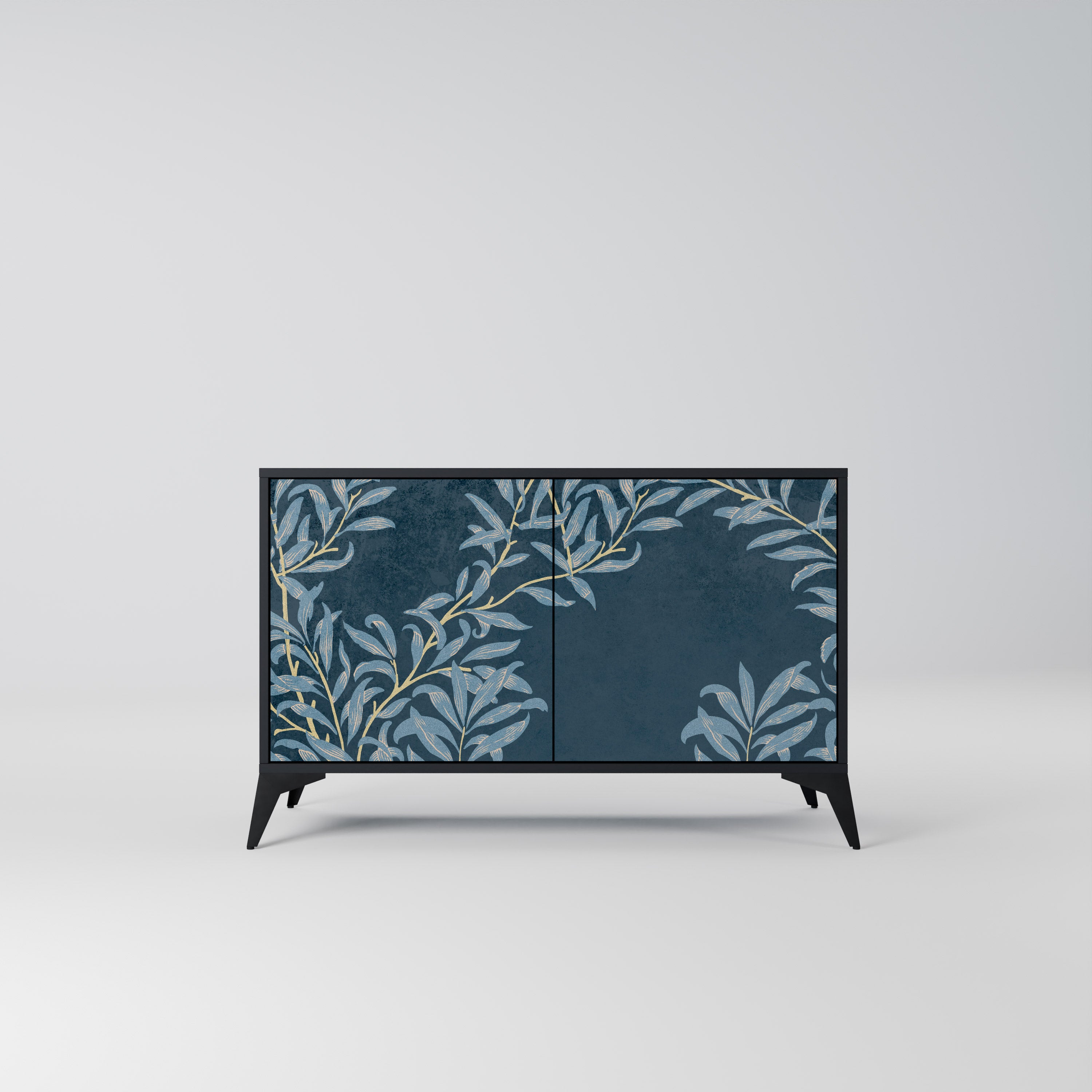 BLUE LEAVES 2-Door Sideboard in Black Finish