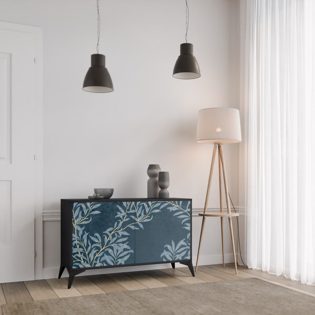 BLUE LEAVES 2-Door Sideboard in Black Finish