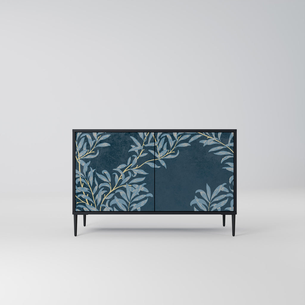 BLUE LEAVES 2-Door Sideboard in Black Finish