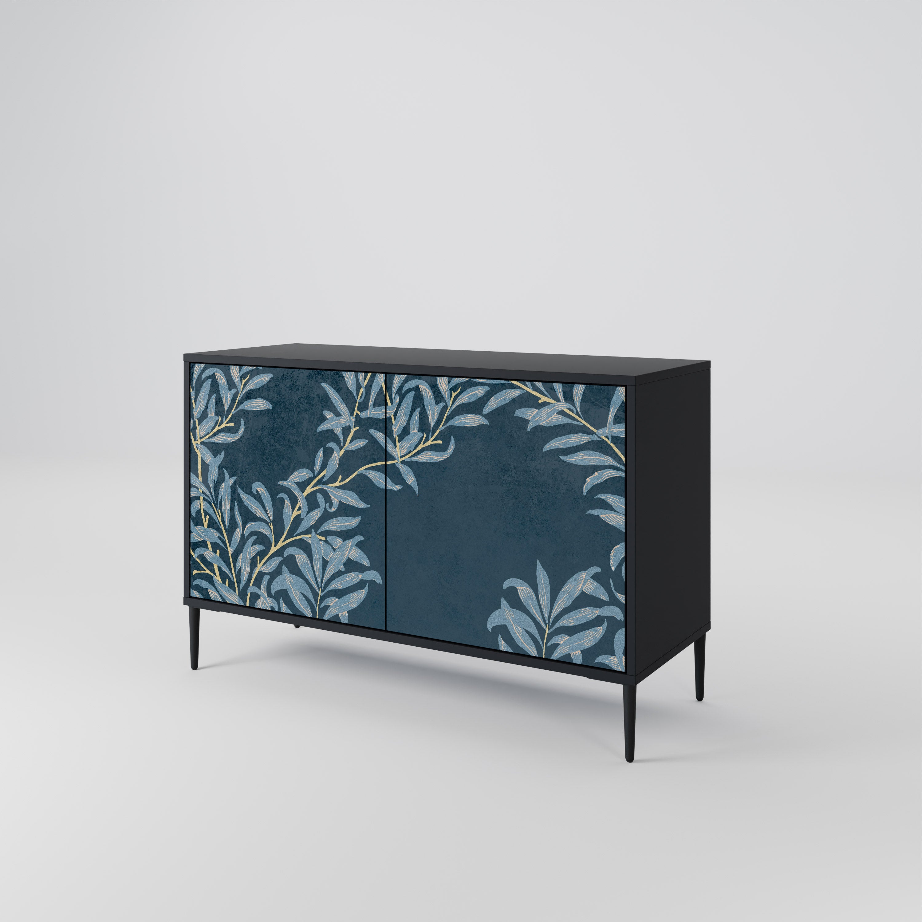 BLUE LEAVES 2-Door Sideboard in Black Finish