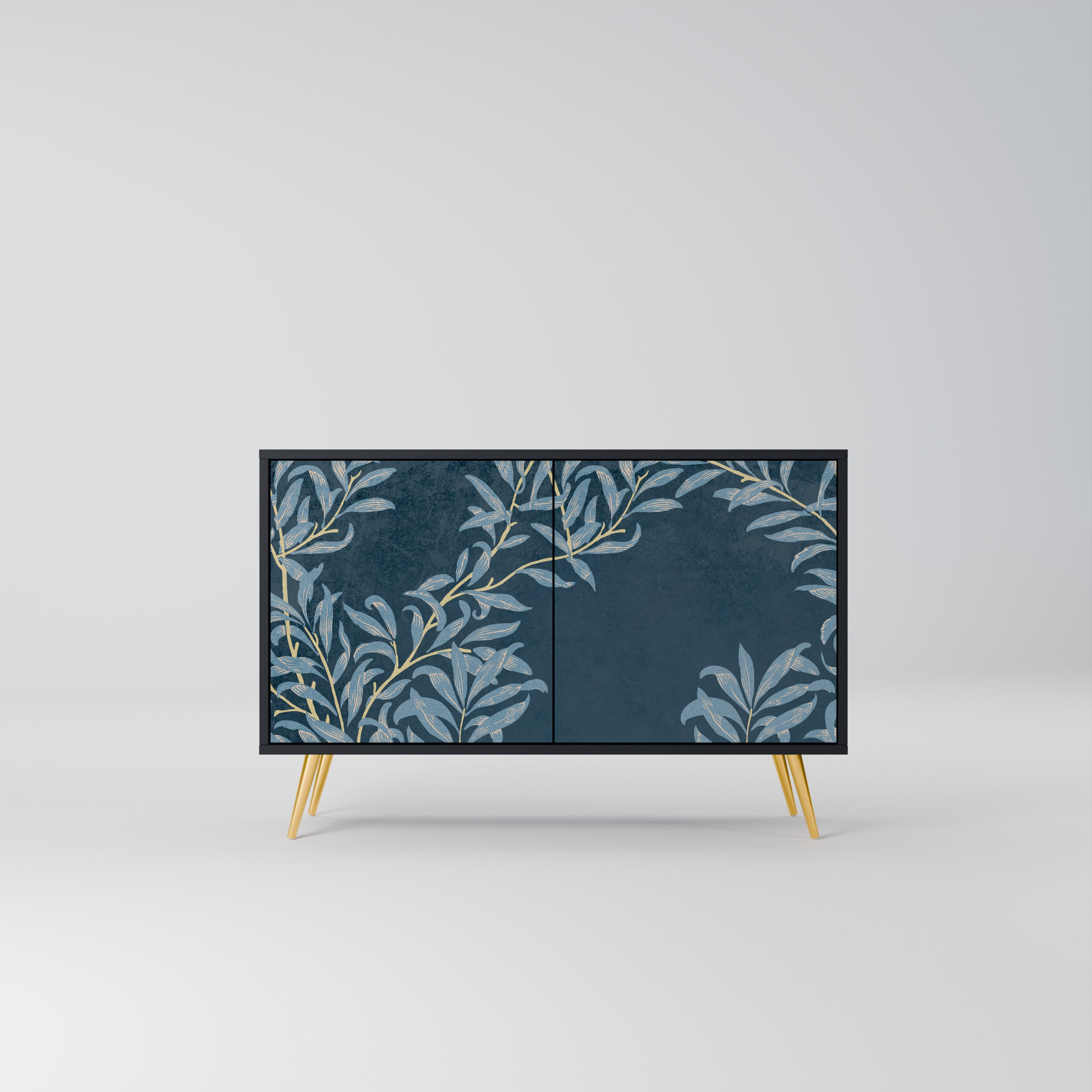 BLUE LEAVES 2-Door Sideboard in Black Finish