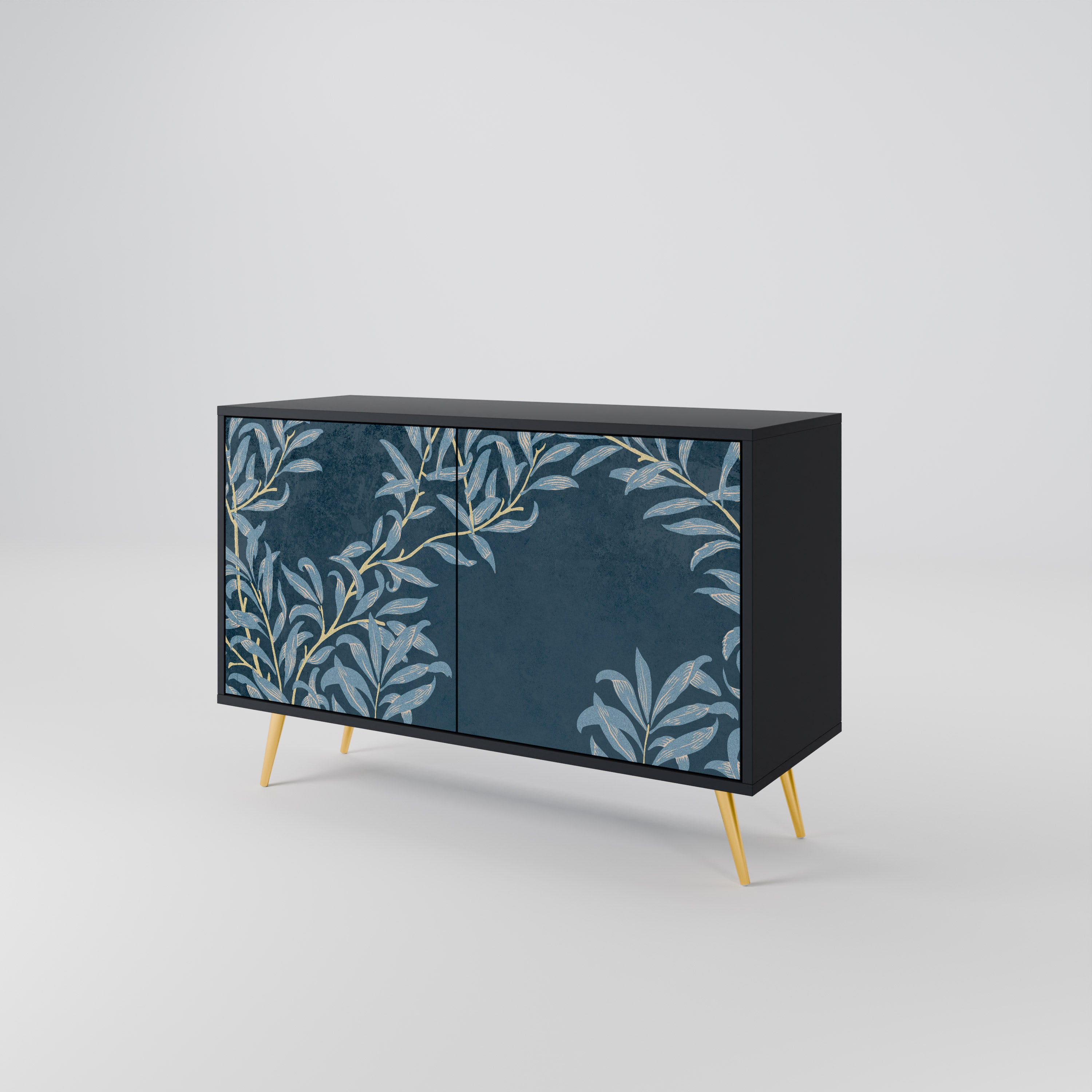 BLUE LEAVES 2-Door Sideboard in Black Finish
