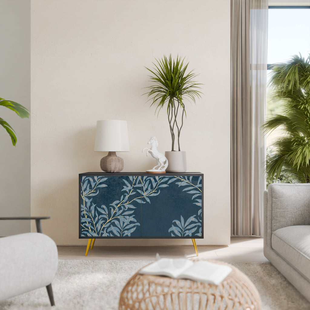 BLUE LEAVES 2-Door Sideboard in Black Finish