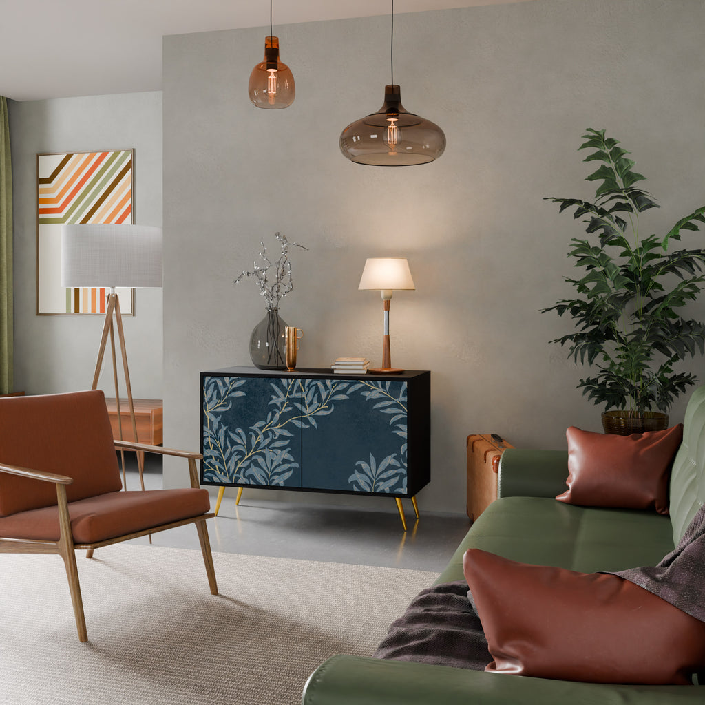 BLUE LEAVES 2-Door Sideboard in Black Finish