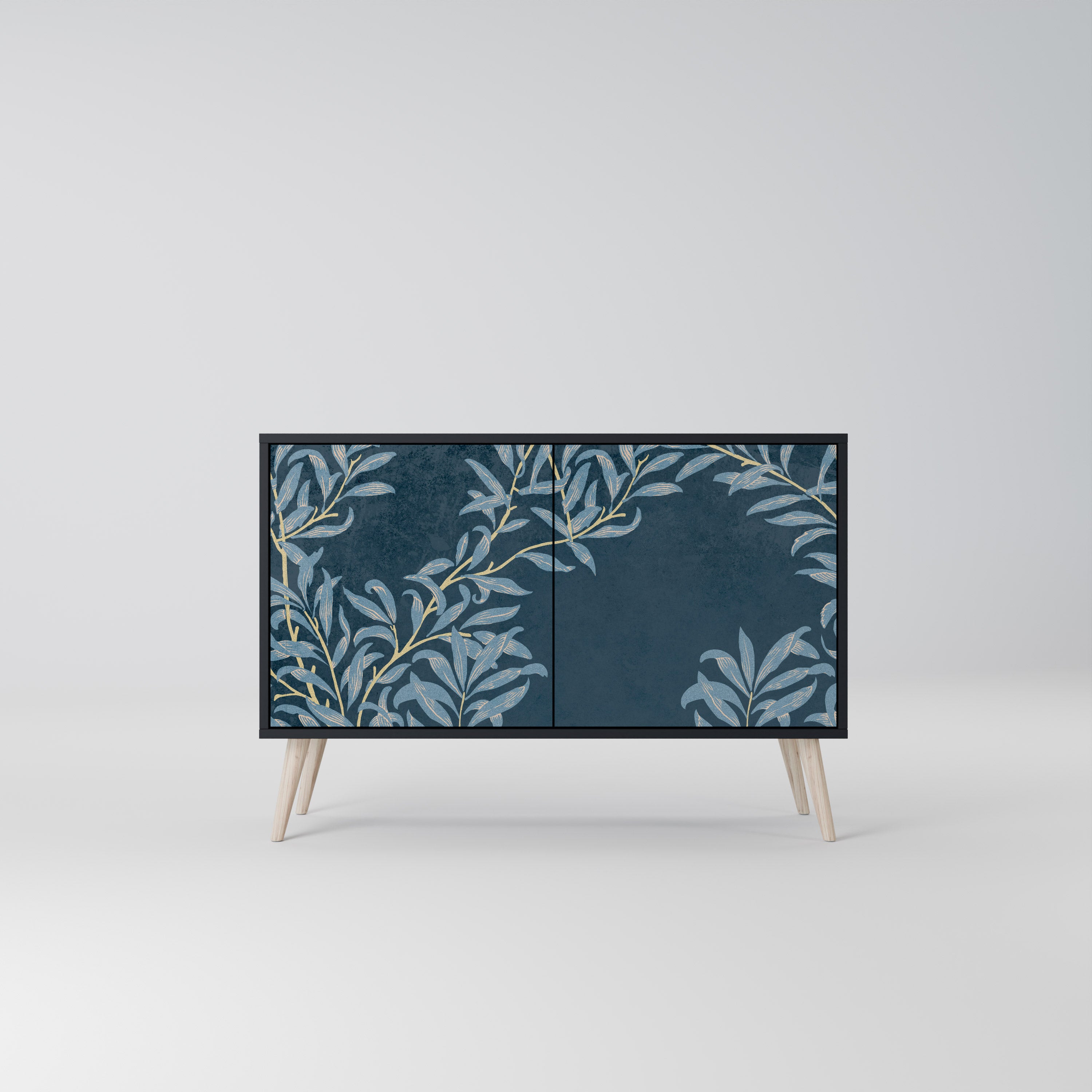 BLUE LEAVES 2-Door Sideboard in Black Finish