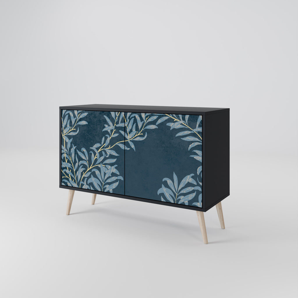 BLUE LEAVES 2-Door Sideboard in Black Finish
