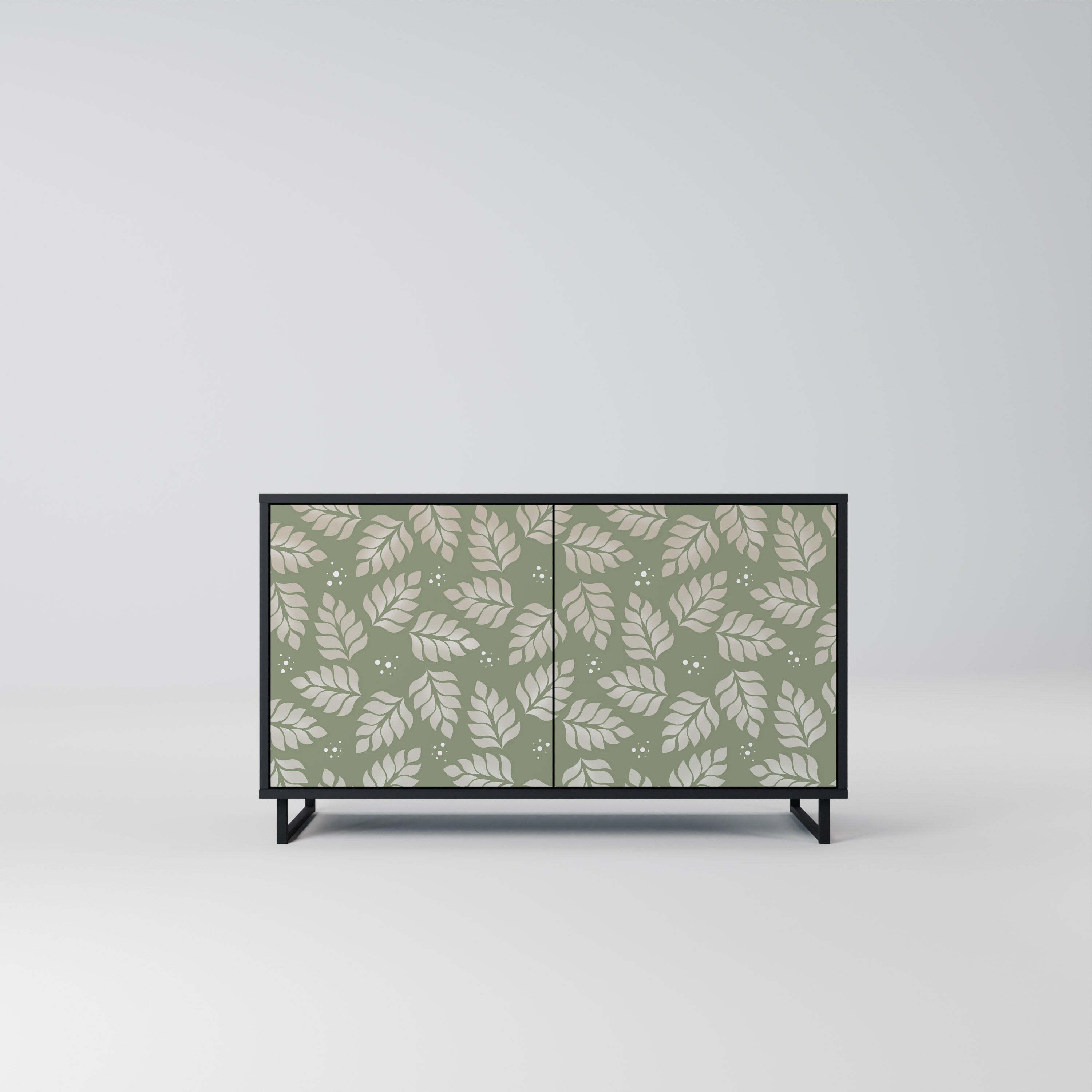 LEAVES ON GREEN 2-Door Sideboard in Black Finish