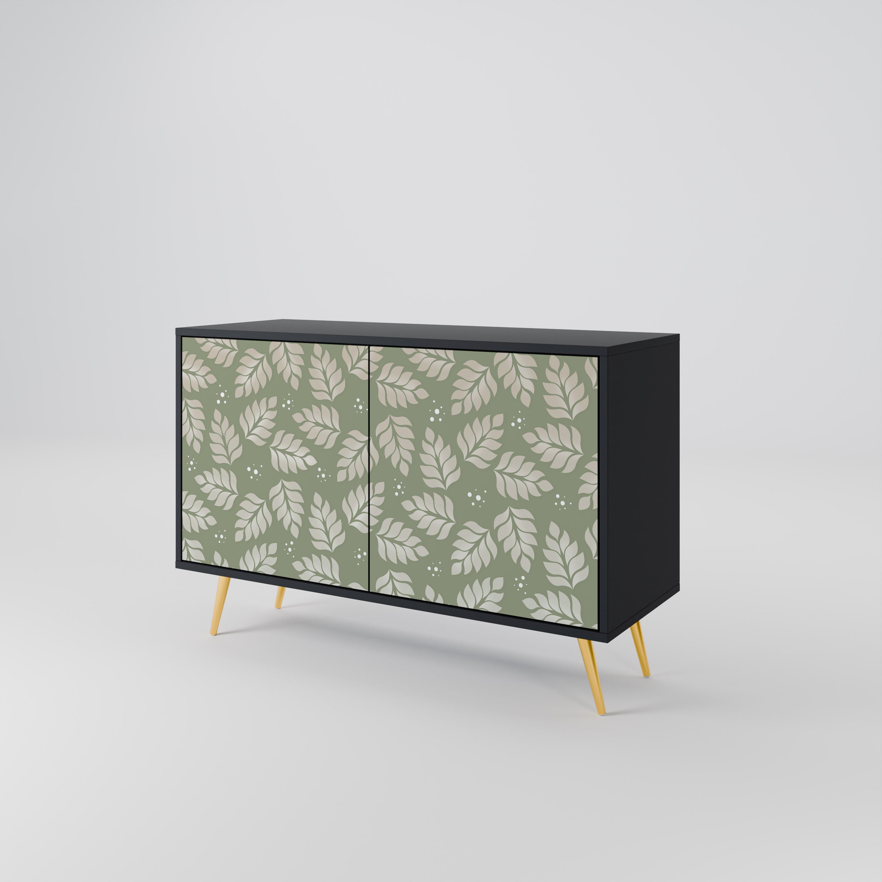 LEAVES ON GREEN 2-Door Sideboard in Black Finish