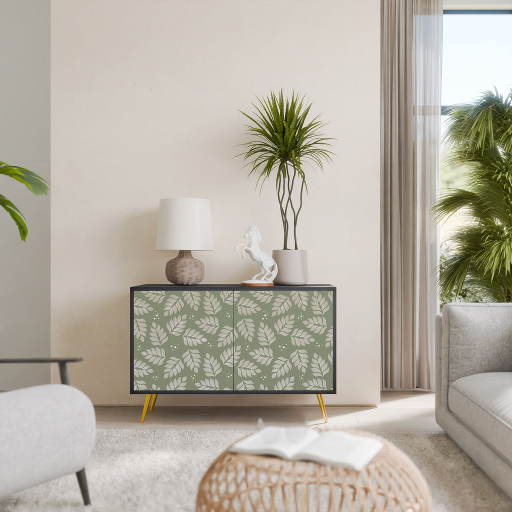 LEAVES ON GREEN 2-Door Sideboard in Black Finish