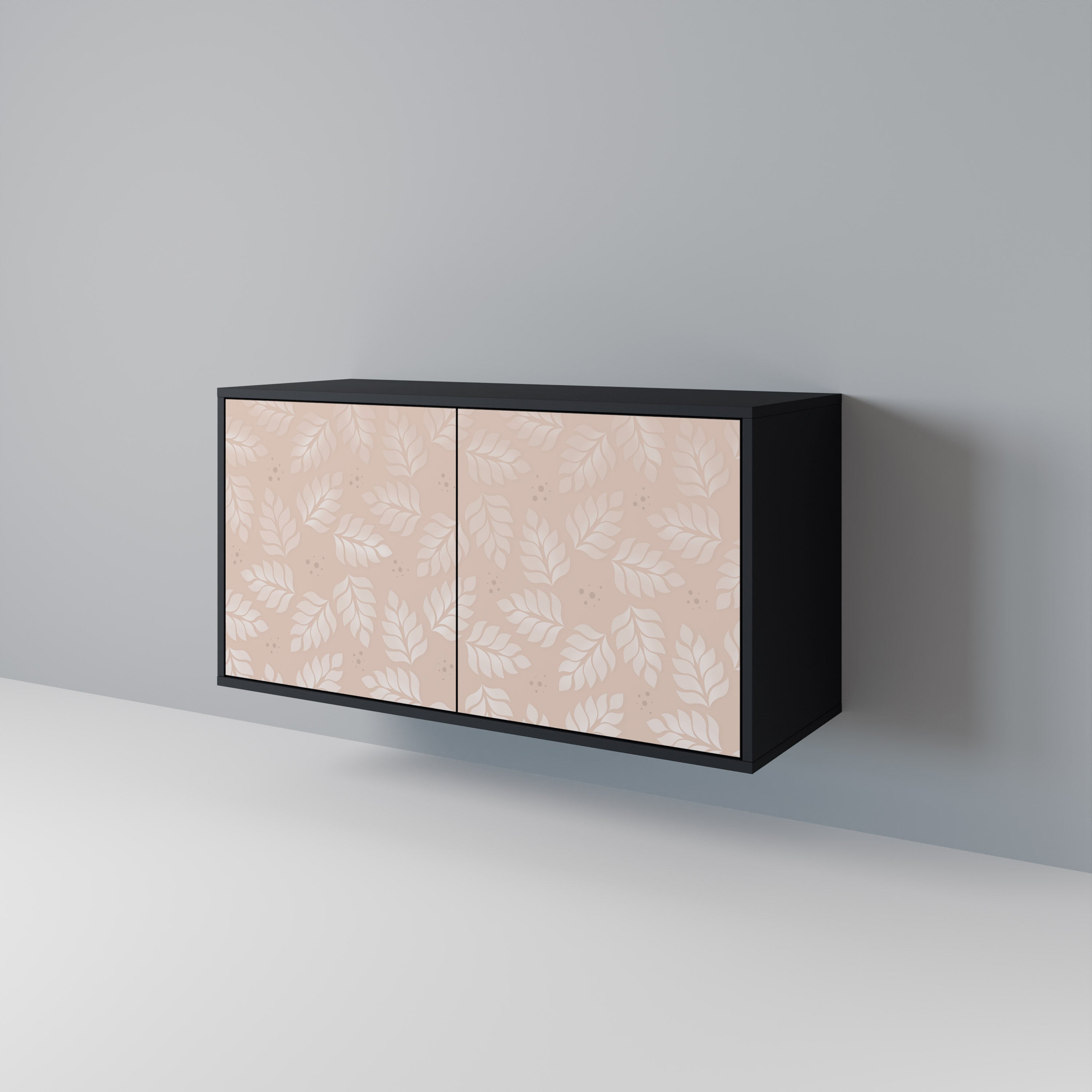 LEAVES ON BEIGE 2-Door Sideboard in Black Finish