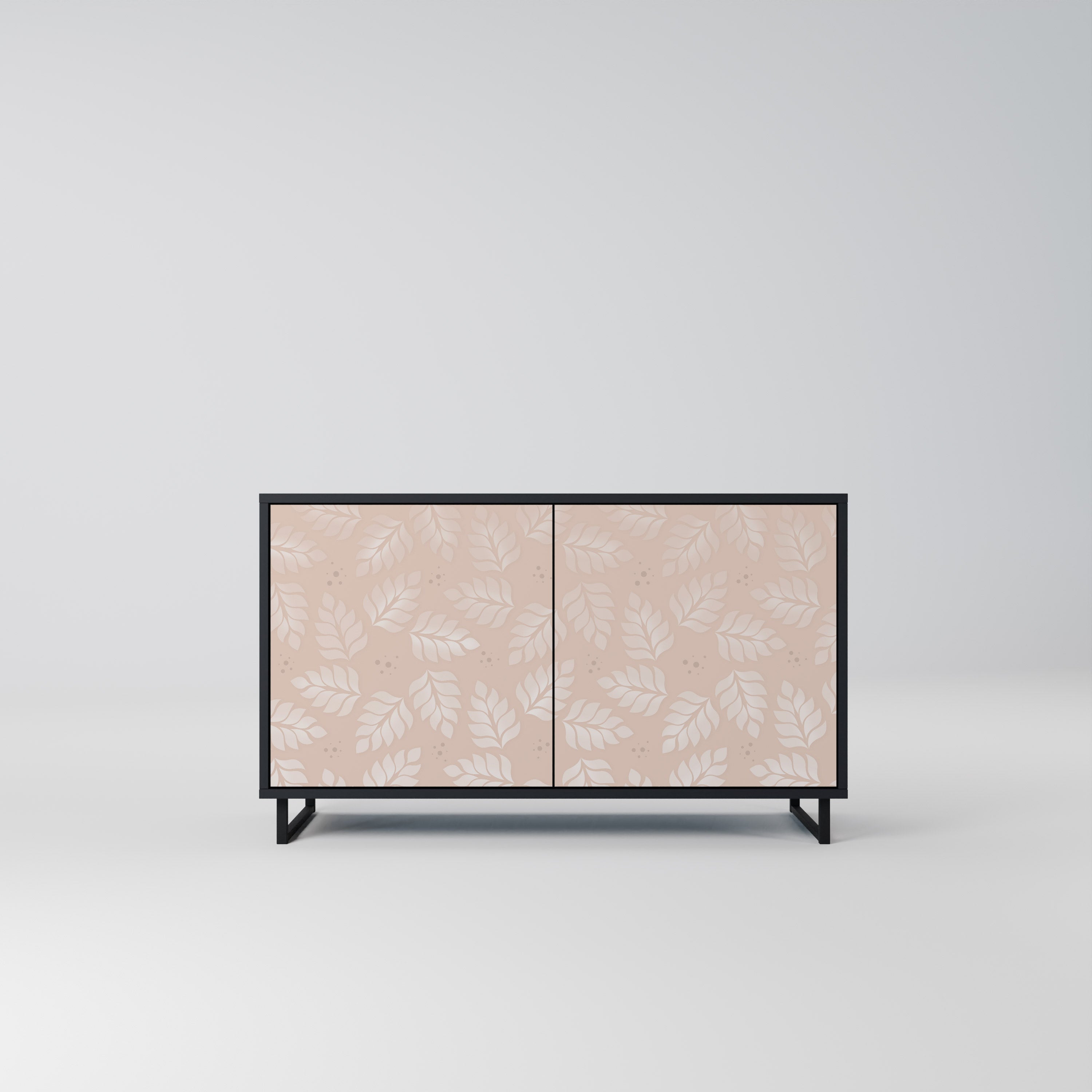 LEAVES ON BEIGE 2-Door Sideboard in Black Finish