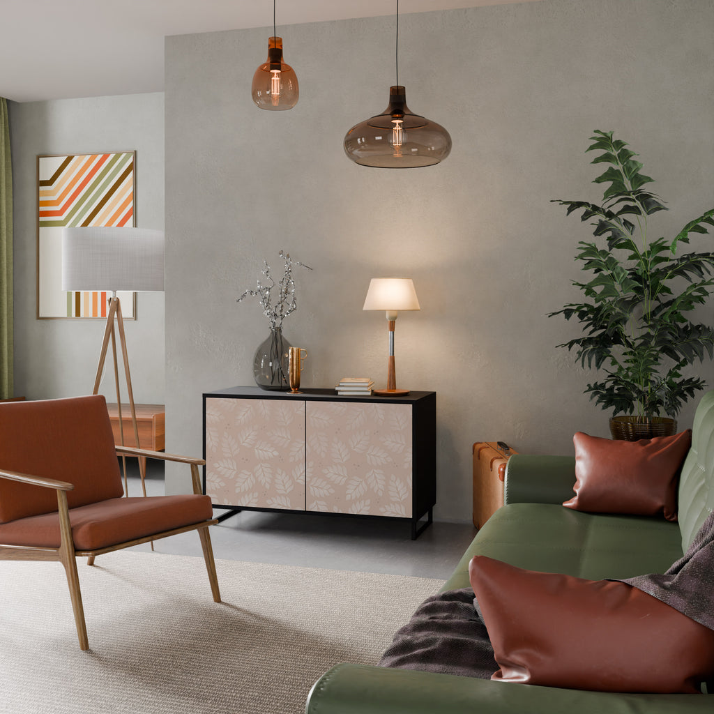 LEAVES ON BEIGE 2-Door Sideboard in Black Finish