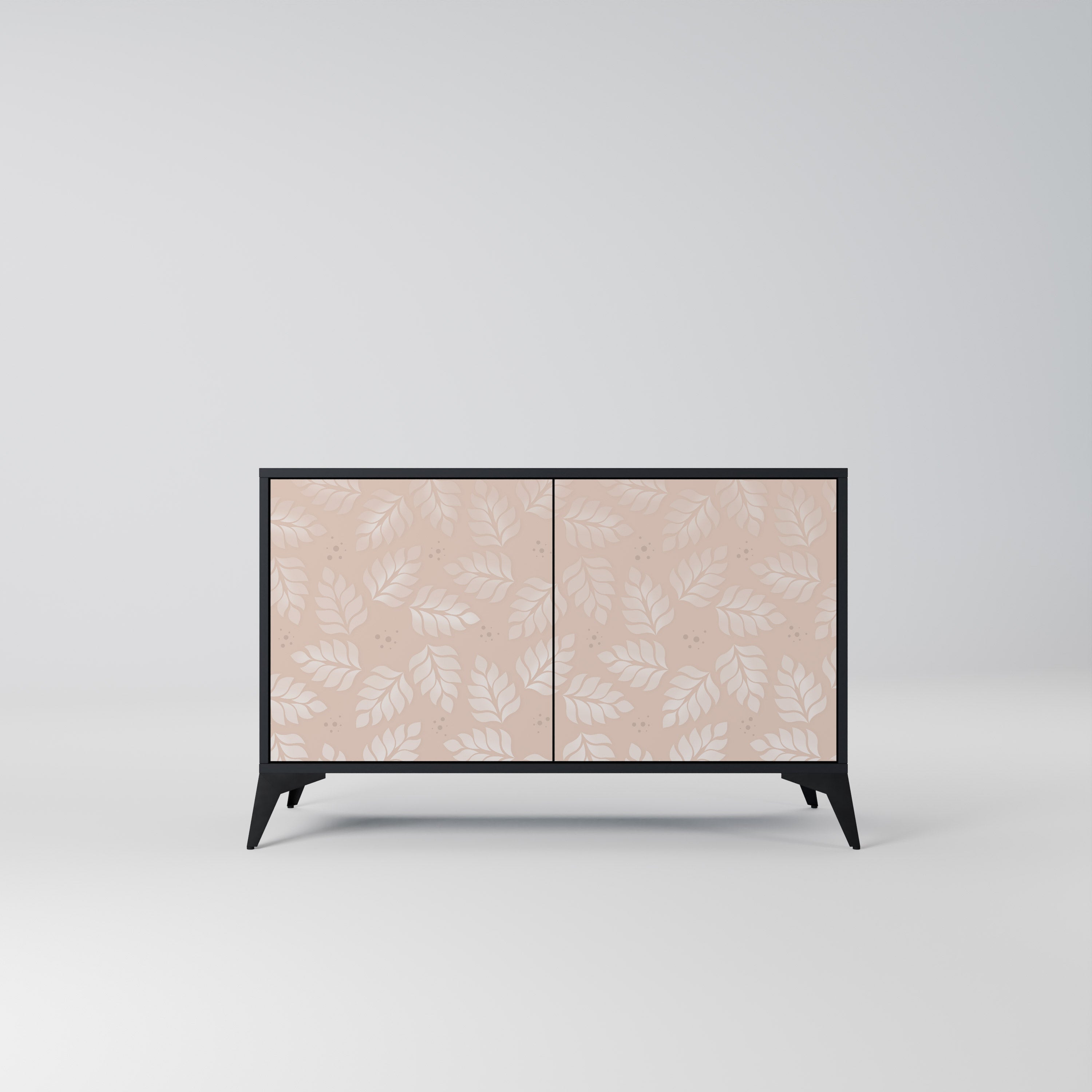 LEAVES ON BEIGE 2-Door Sideboard in Black Finish