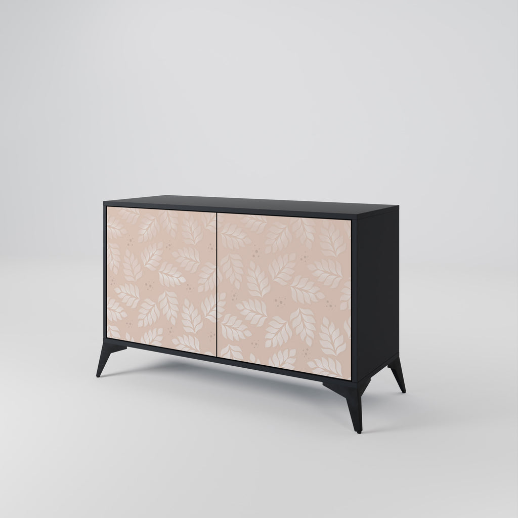 LEAVES ON BEIGE 2-Door Sideboard in Black Finish