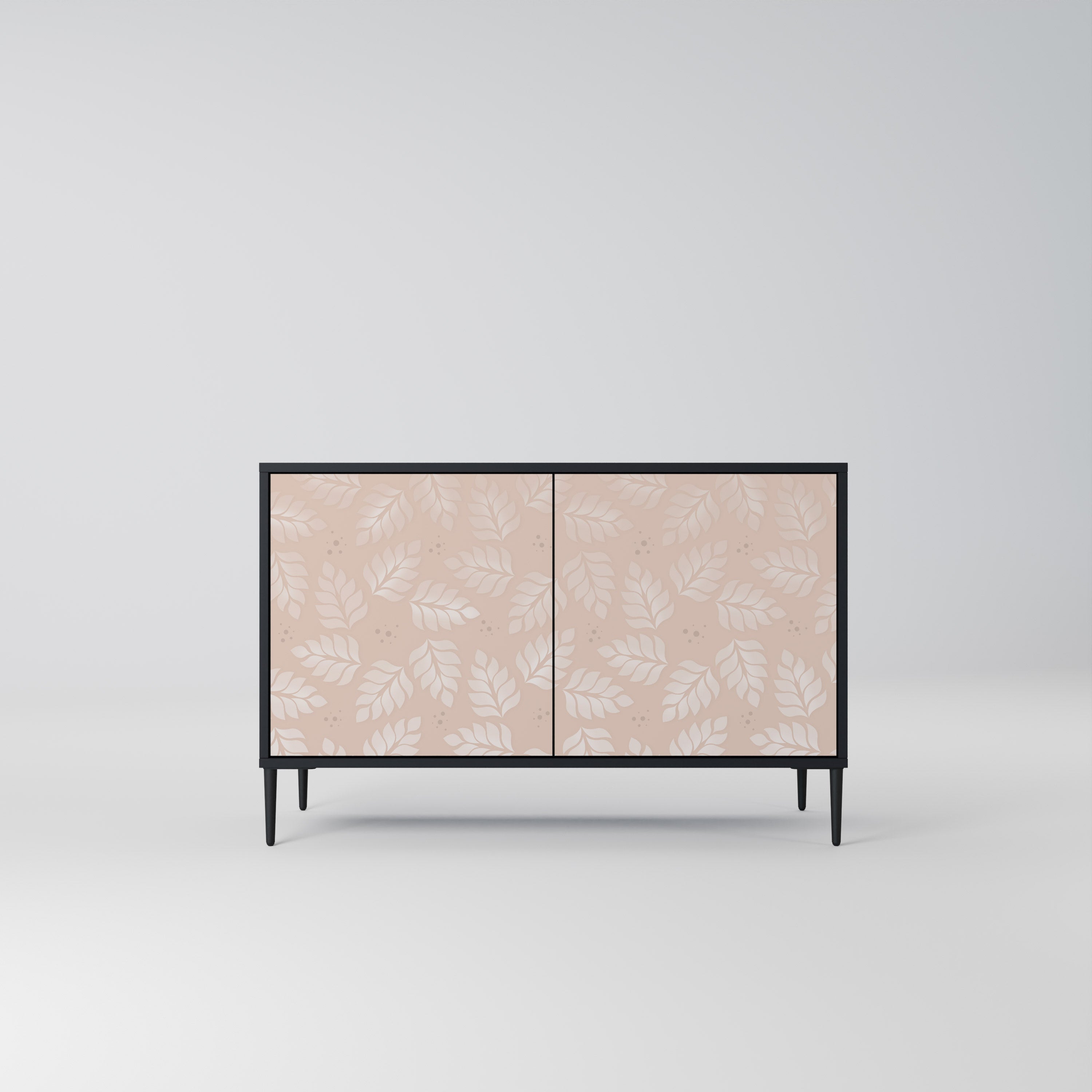 LEAVES ON BEIGE 2-Door Sideboard in Black Finish