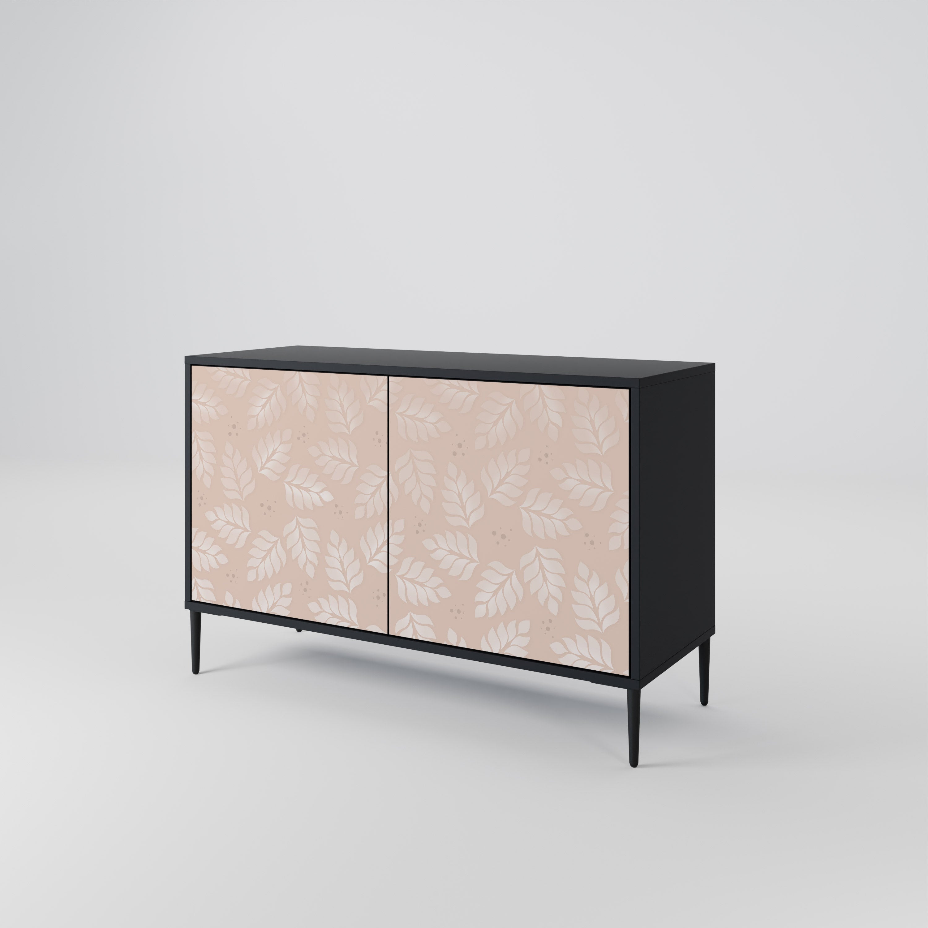 LEAVES ON BEIGE 2-Door Sideboard in Black Finish