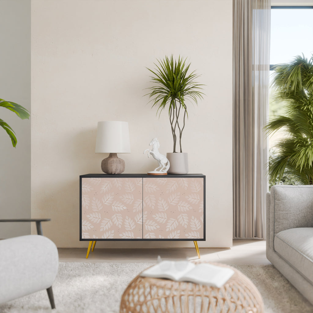 LEAVES ON BEIGE 2-Door Sideboard in Black Finish