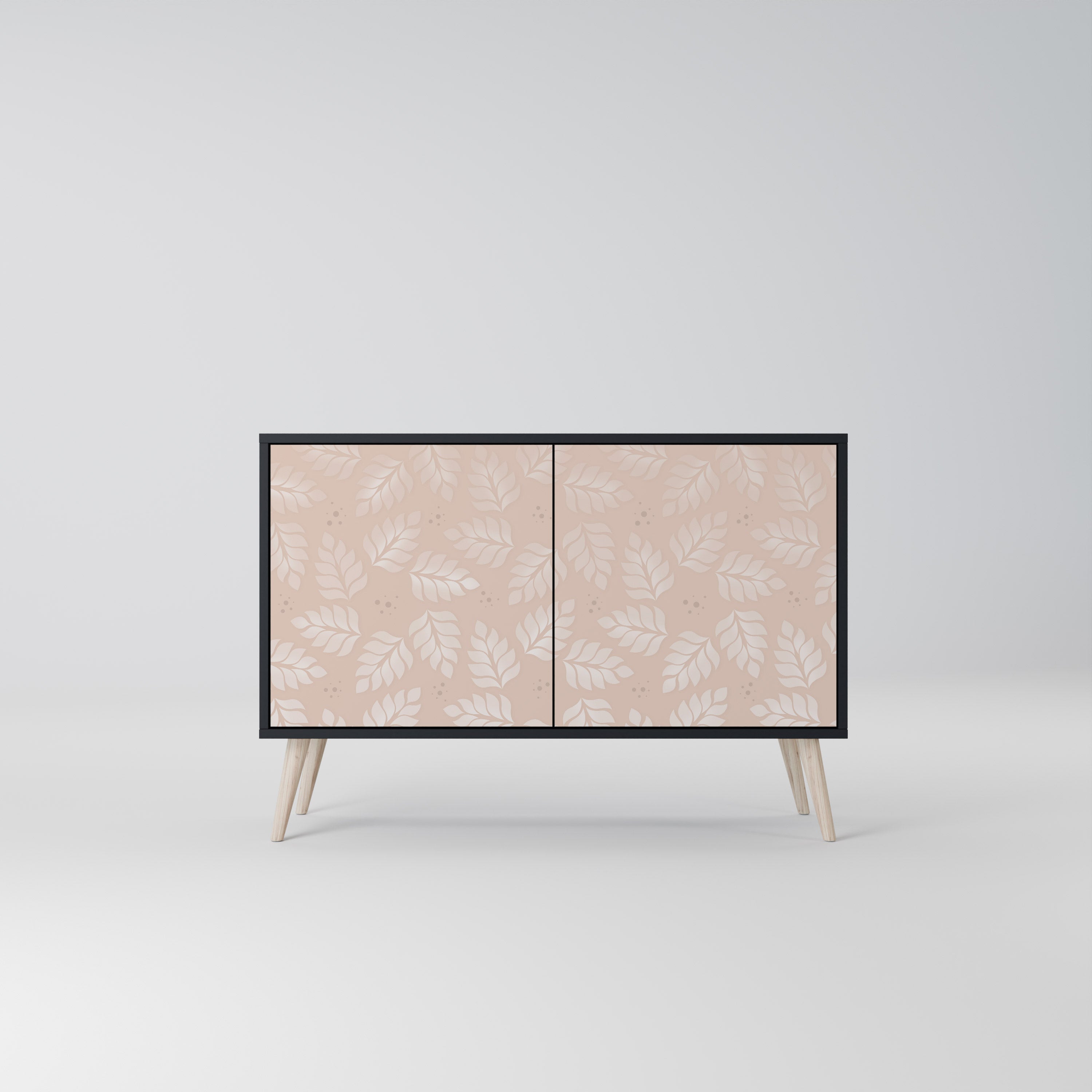 LEAVES ON BEIGE 2-Door Sideboard in Black Finish