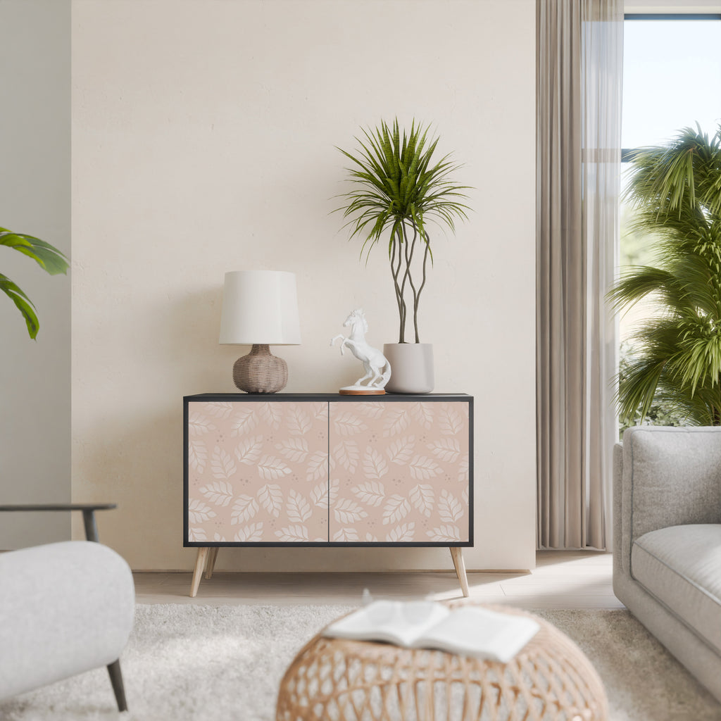 LEAVES ON BEIGE 2-Door Sideboard in Black Finish