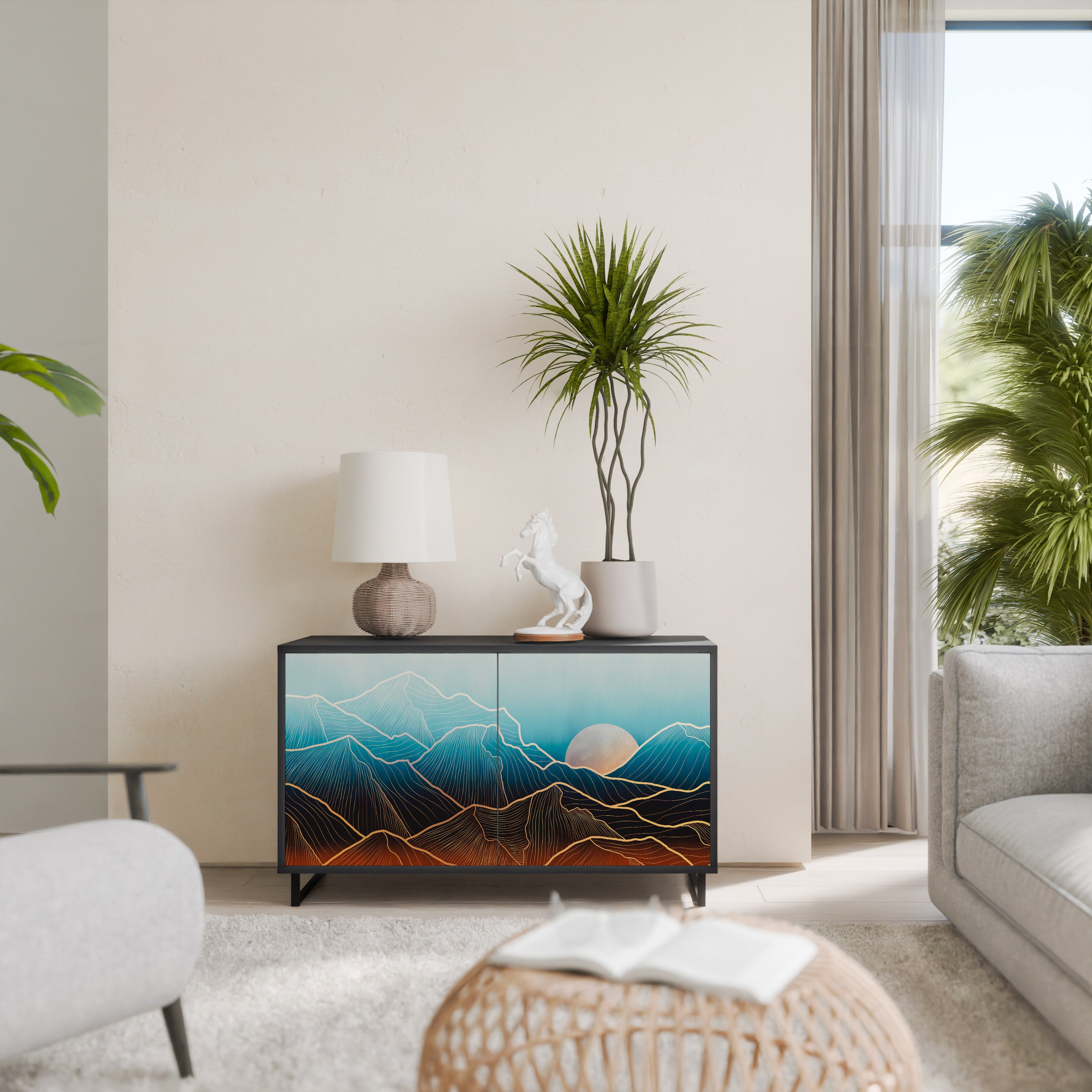 LUNAR SECRETS 2-Door Sideboard in Black Finish