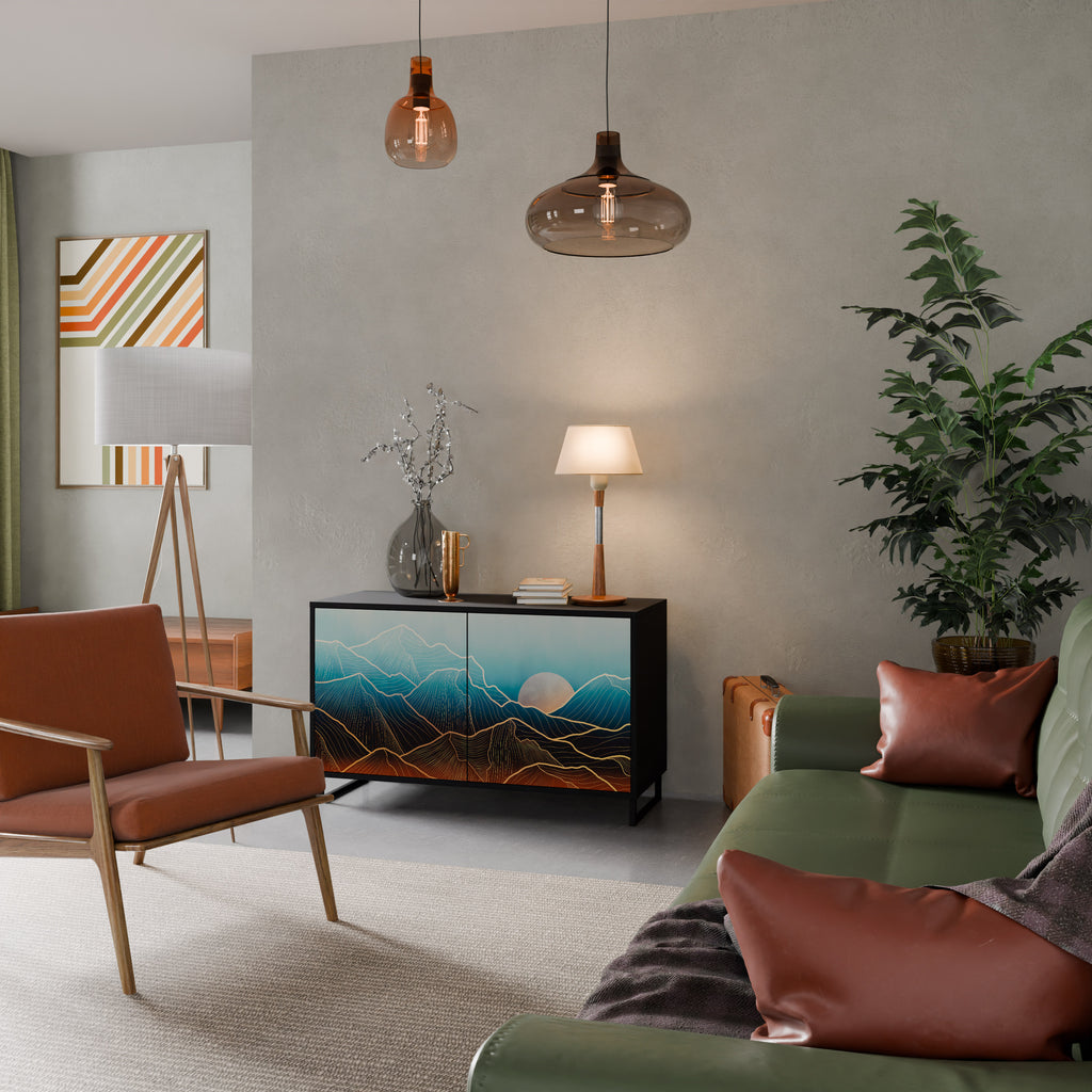 LUNAR SECRETS 2-Door Sideboard in Black Finish