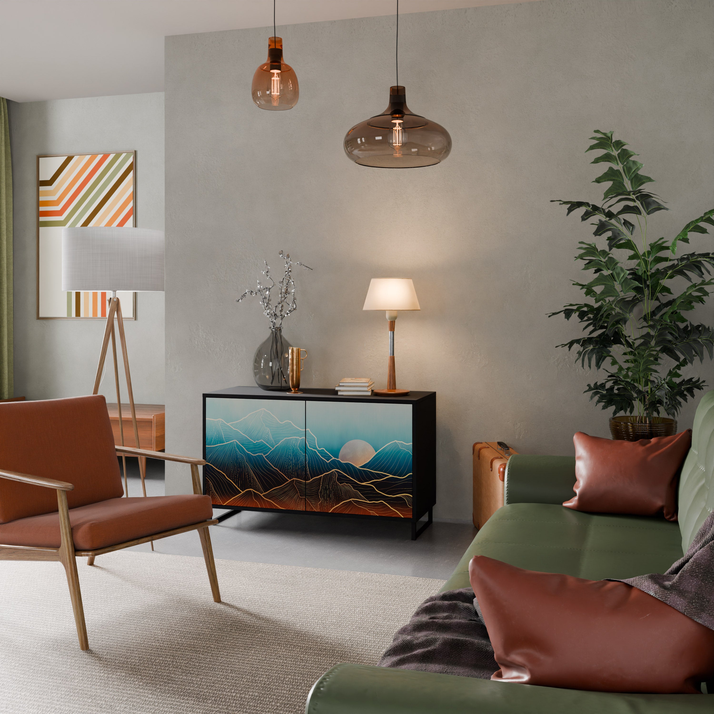 LUNAR SECRETS 2-Door Sideboard in Black Finish