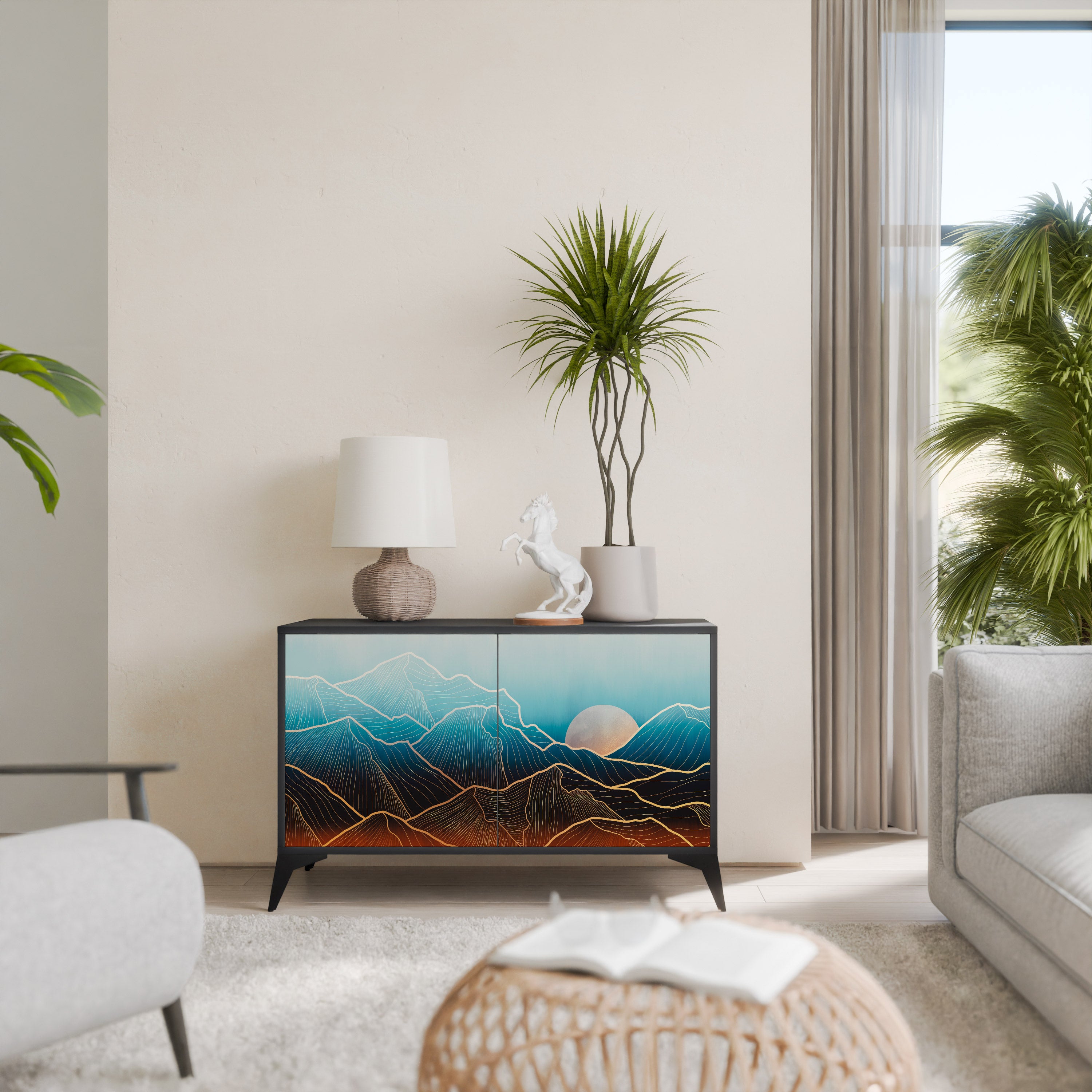 LUNAR SECRETS 2-Door Sideboard in Black Finish