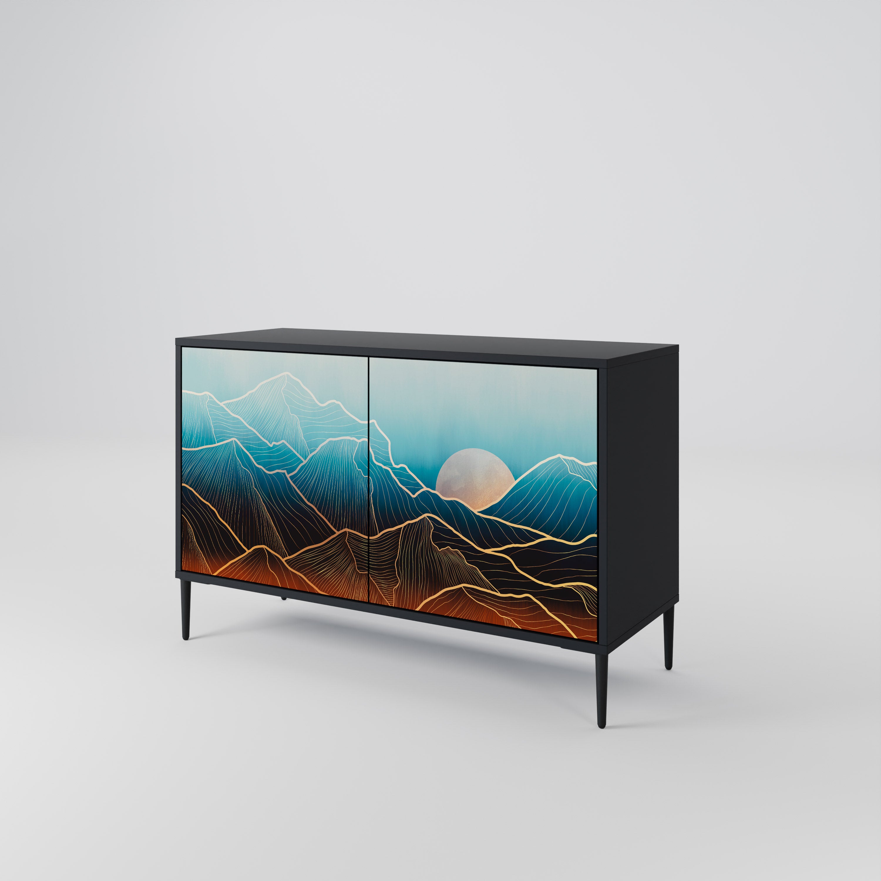 LUNAR SECRETS 2-Door Sideboard in Black Finish