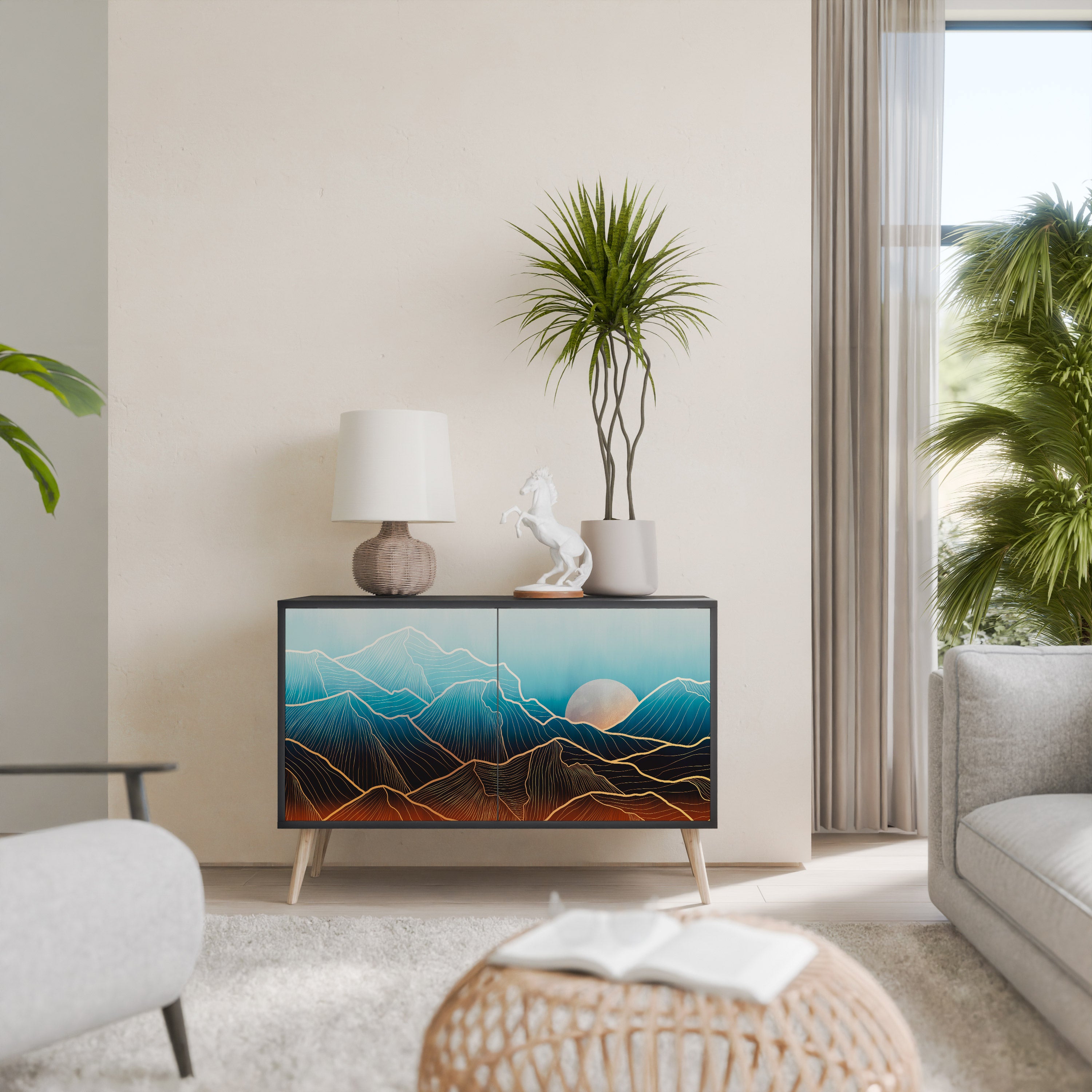 LUNAR SECRETS 2-Door Sideboard in Black Finish