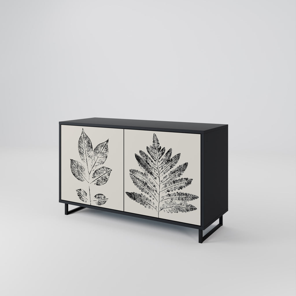 LEAFY STAMPS 2-Door Sideboard in Black Finish