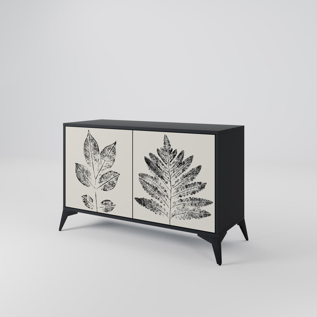 LEAFY STAMPS 2-Door Sideboard in Black Finish