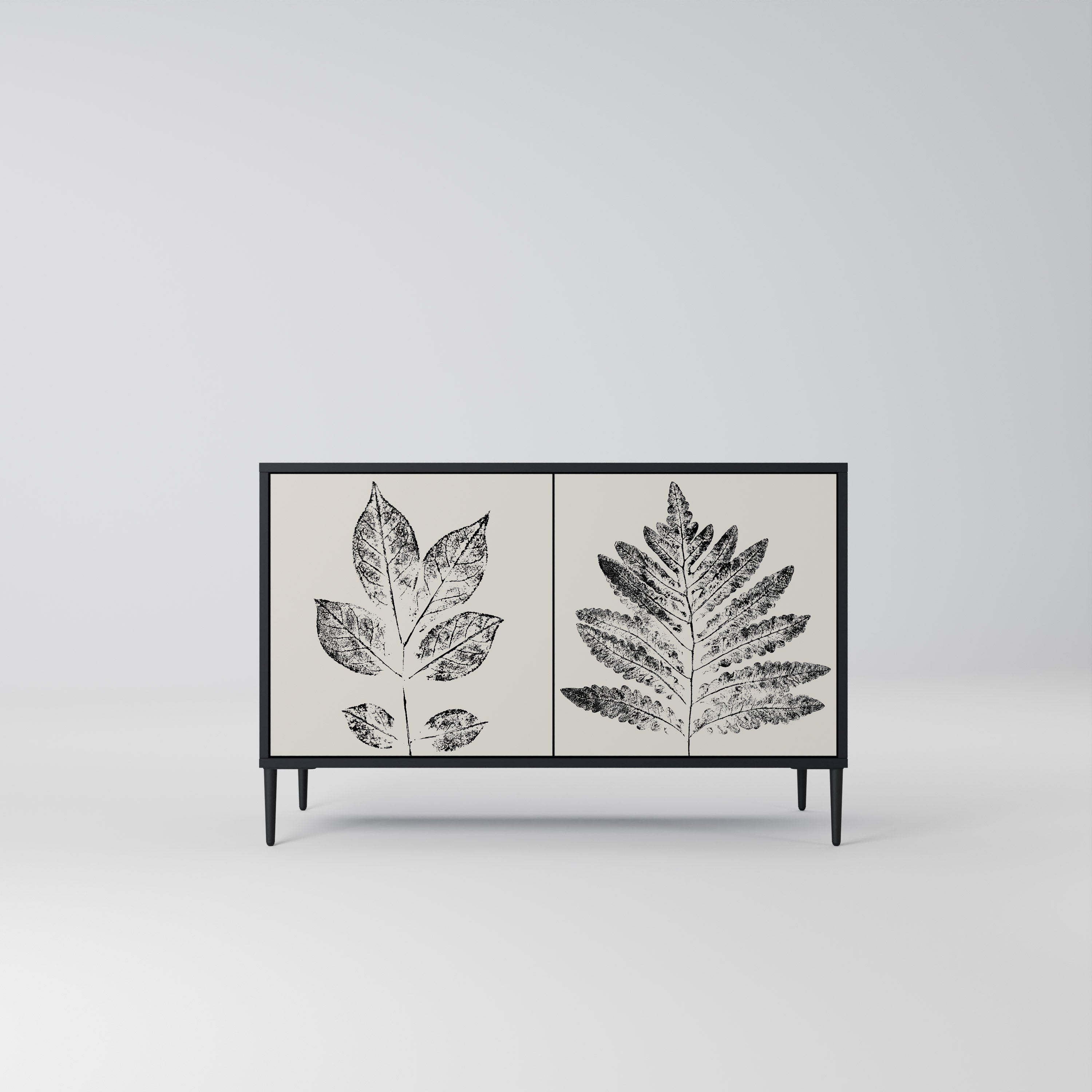 LEAFY STAMPS 2-Door Sideboard in Black Finish