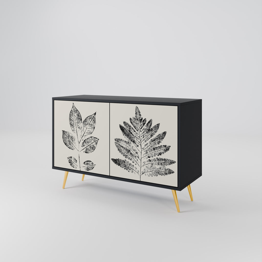 LEAFY STAMPS 2-Door Sideboard in Black Finish