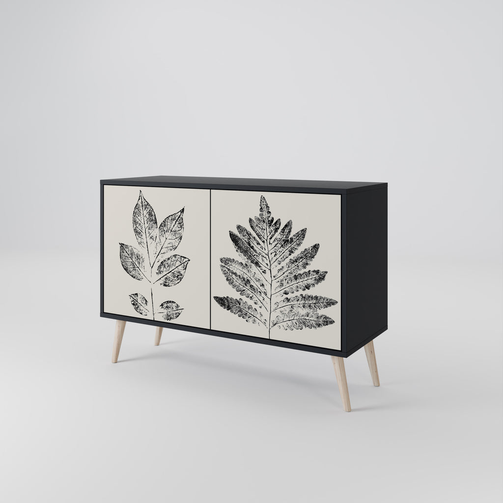 LEAFY STAMPS 2-Door Sideboard in Black Finish