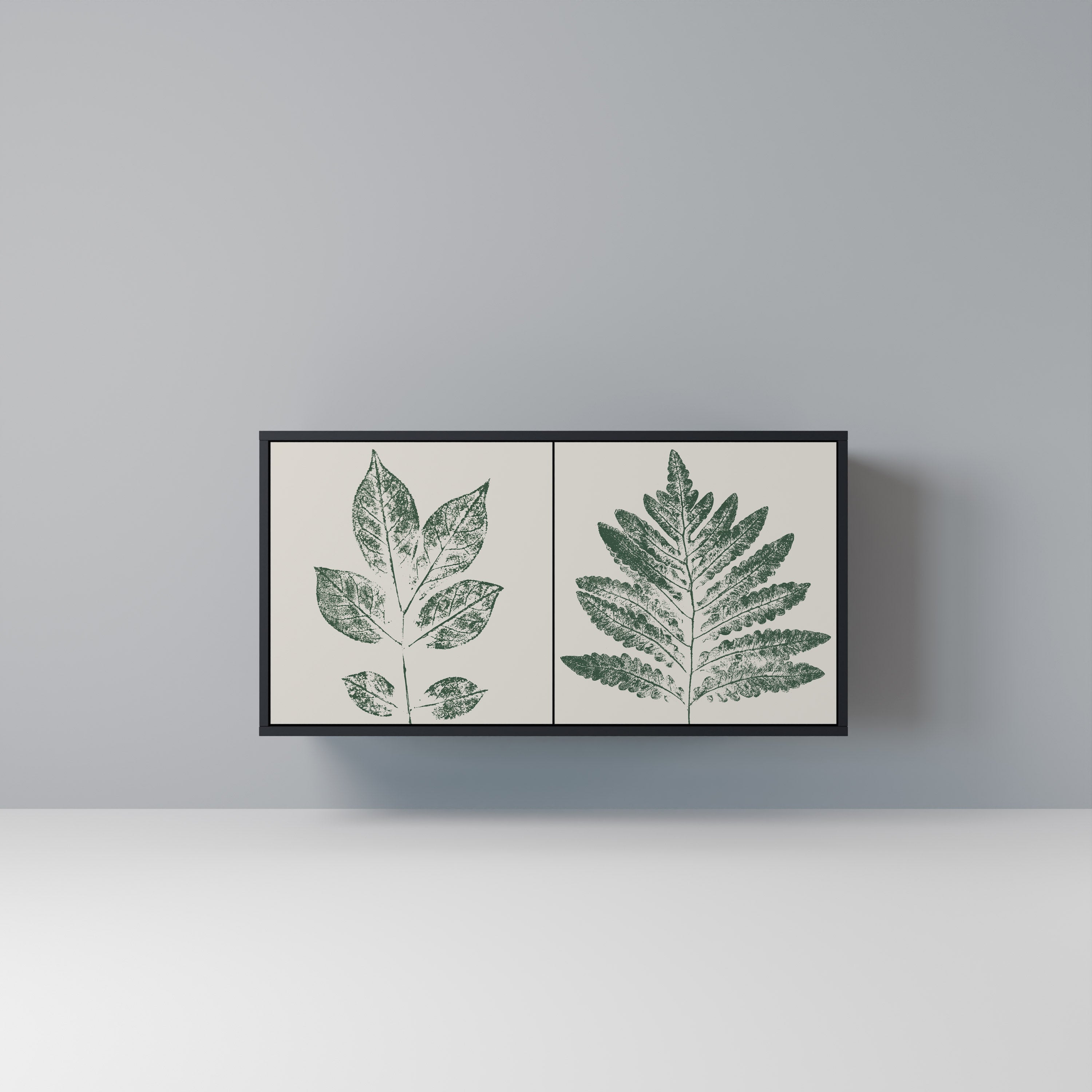 GREEN LEAFY STAMPS 2-Door Sideboard in Black Finish