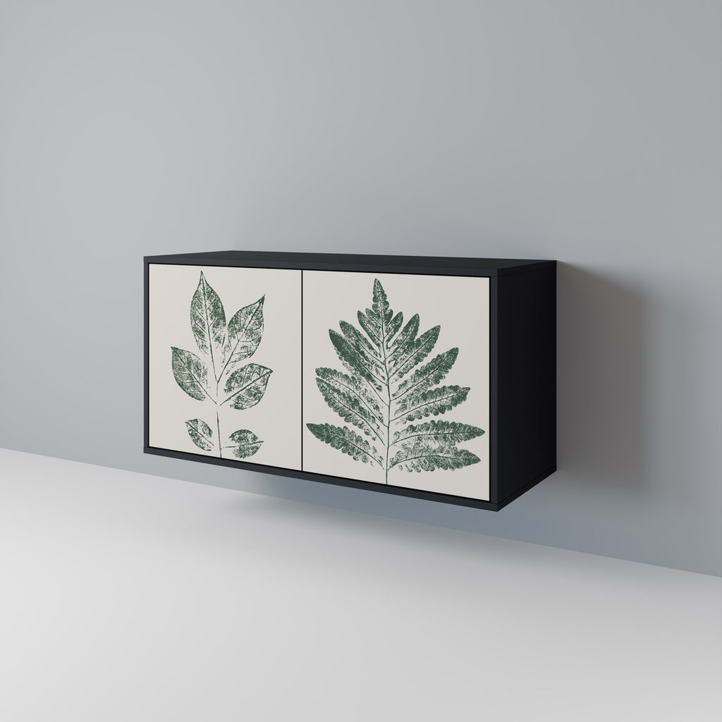 GREEN LEAFY STAMPS 2-Door Sideboard in Black Finish